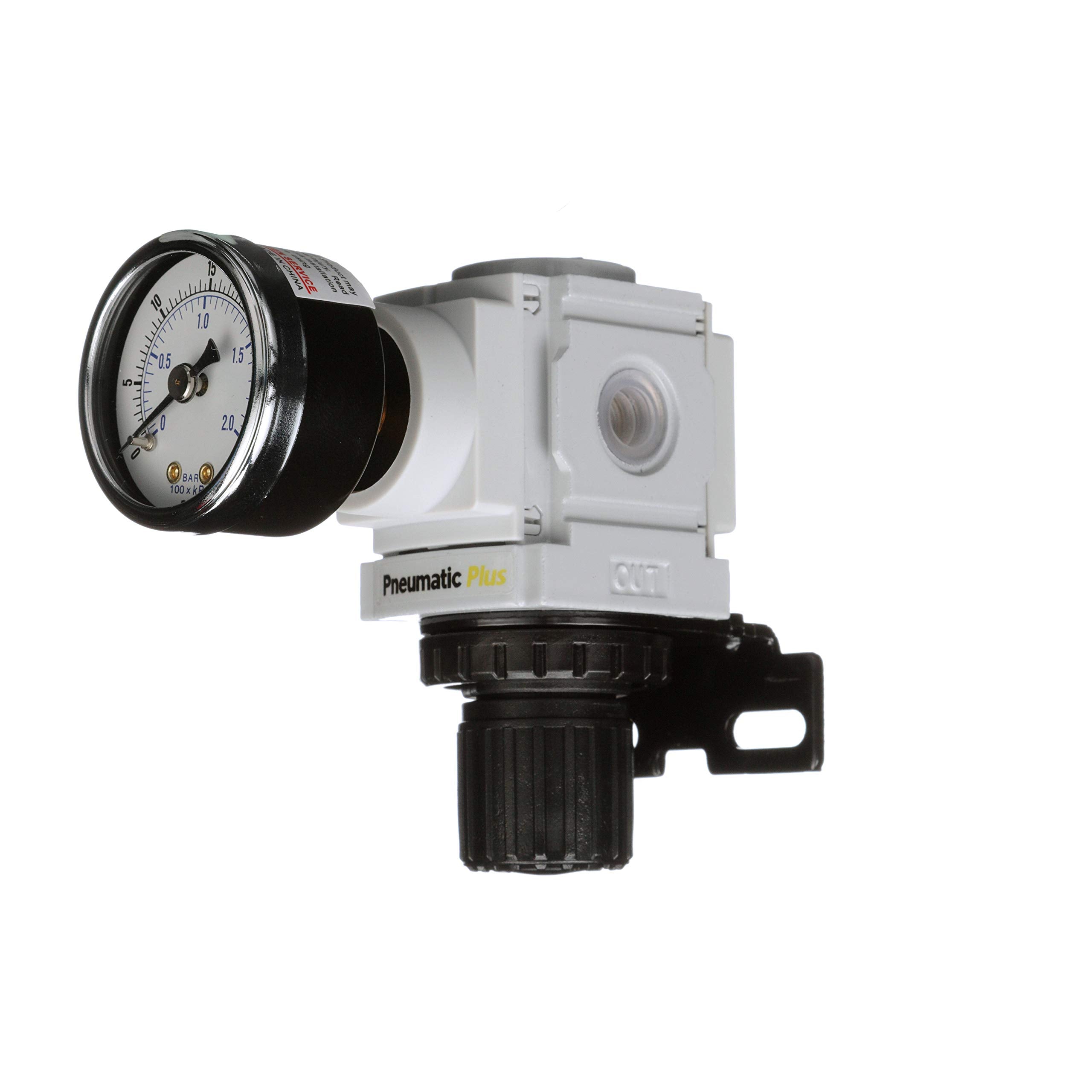 Pneumaticplus Ppr2 N02Bg 2 Miniature Air Pressure Regulator 1/4'' Npt   Gauge, Bracket, Instrument Pressure (3 30 Psi)