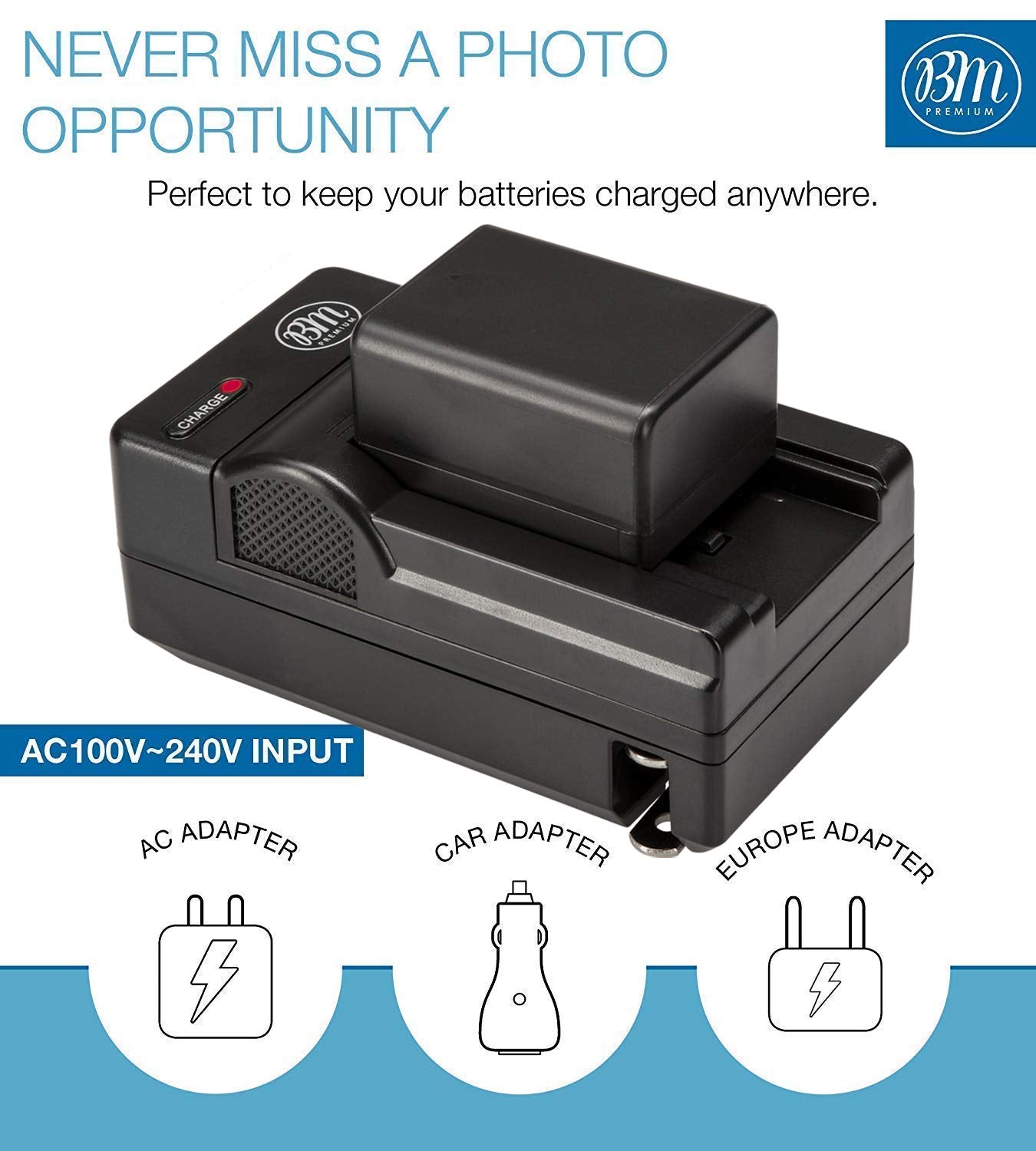 BM Premium 2 BP 727 Batteries and Charger for Canon Vixia HFR80, HFR82, HFR800, HFR70, HFR72, HFR700, HFM500, HFR30, HFR32, HFR300, HFR40, HFR42, HFR400, HFR50, HFR52, HFR500, HFR60, HFR62, HFR600