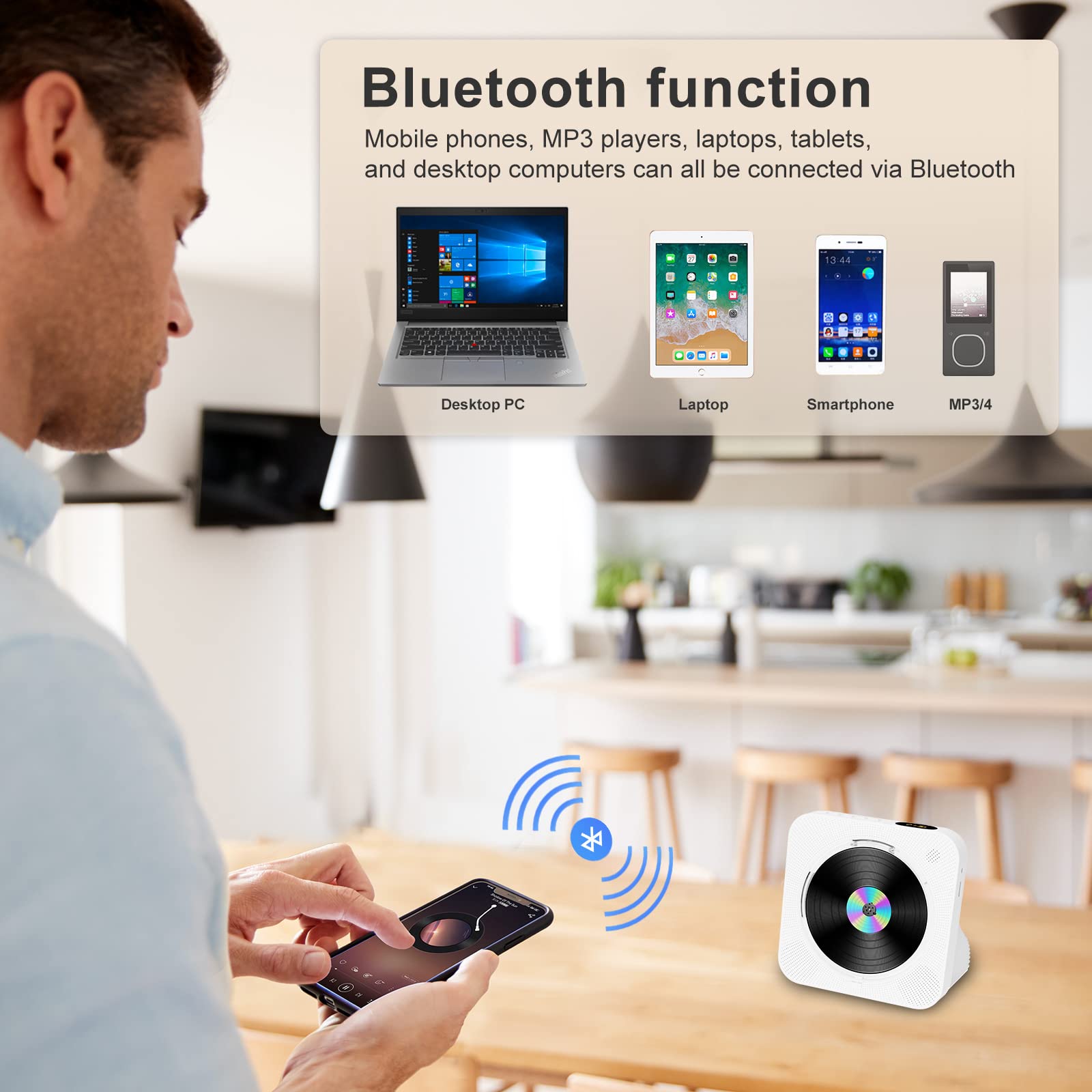 Austepax Portable Cd Player With Speakers Portable Cd Player With Bluetooth Support Timed Portable Cd Player With Headphones Cd