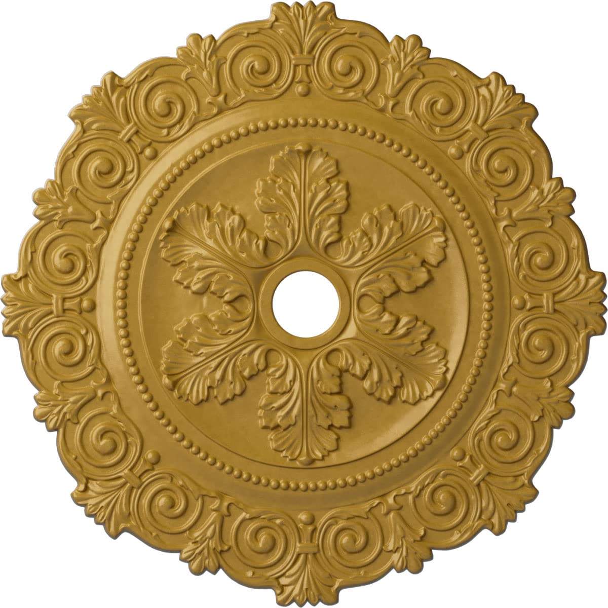 Ekena Millwork CM33SCIGS 33-1/4 x 3-5/8 x 1 Scroll Medallion Ceiling Medallion, Iridescent Gold