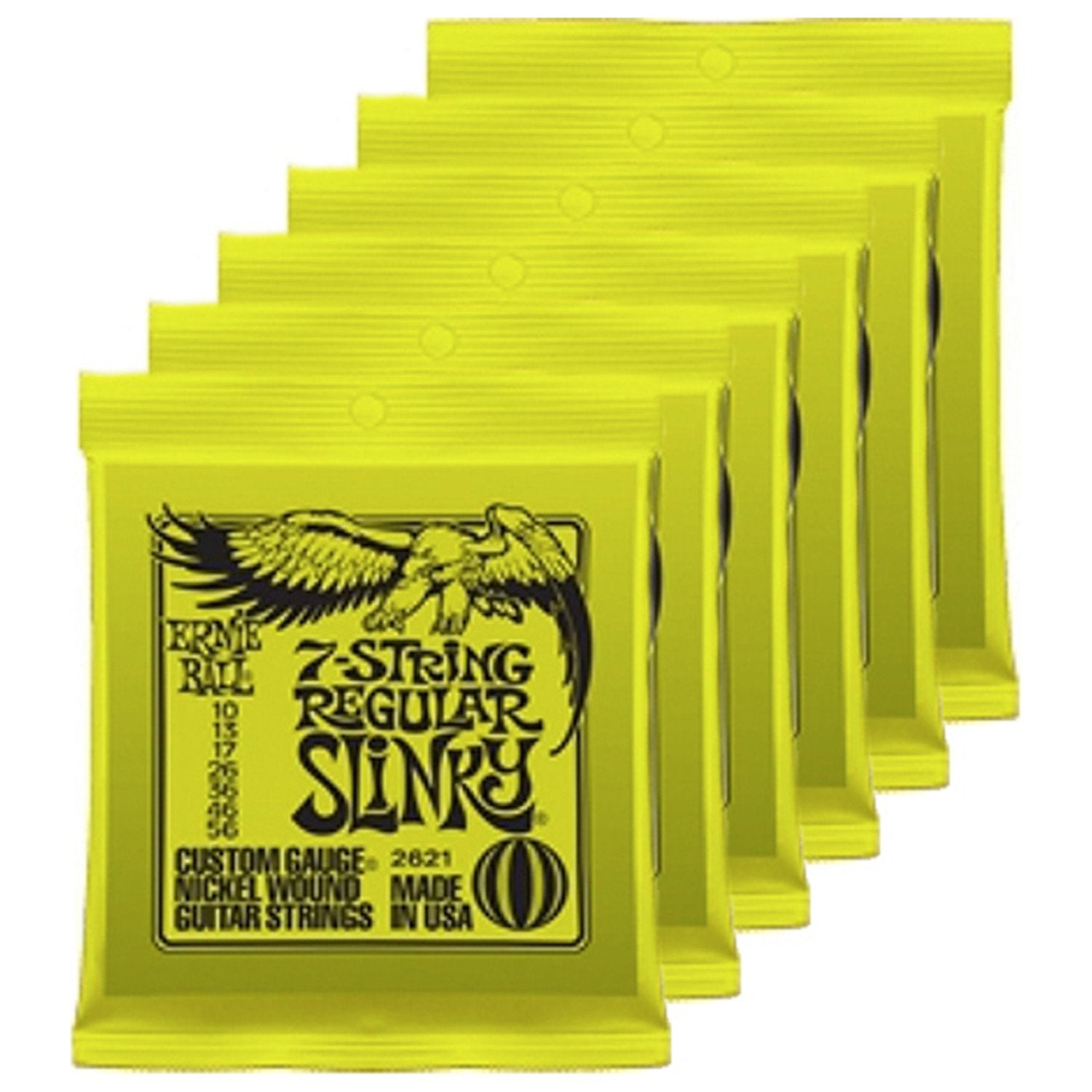 6 Sets Of Ernie Ball 2621 7 String Regular Slinky 10 56 Guitar Strings