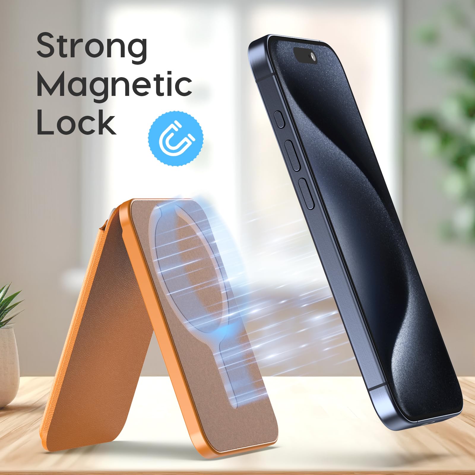 Niyevn Magnetic Cardholder Wallet For Iphone - Leather Cellphone Magnet Wallet With Adjustable 3 Card Holder Stand Compatible Wi