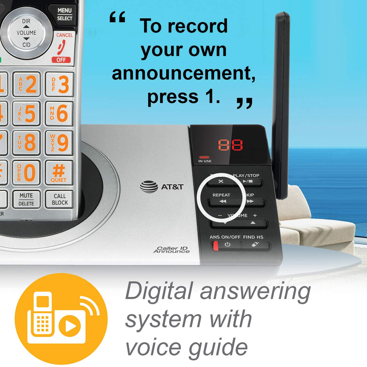 At&T Cl82407 Dect 6.0 4 Handset Cordless Phone For Home With Answering ...