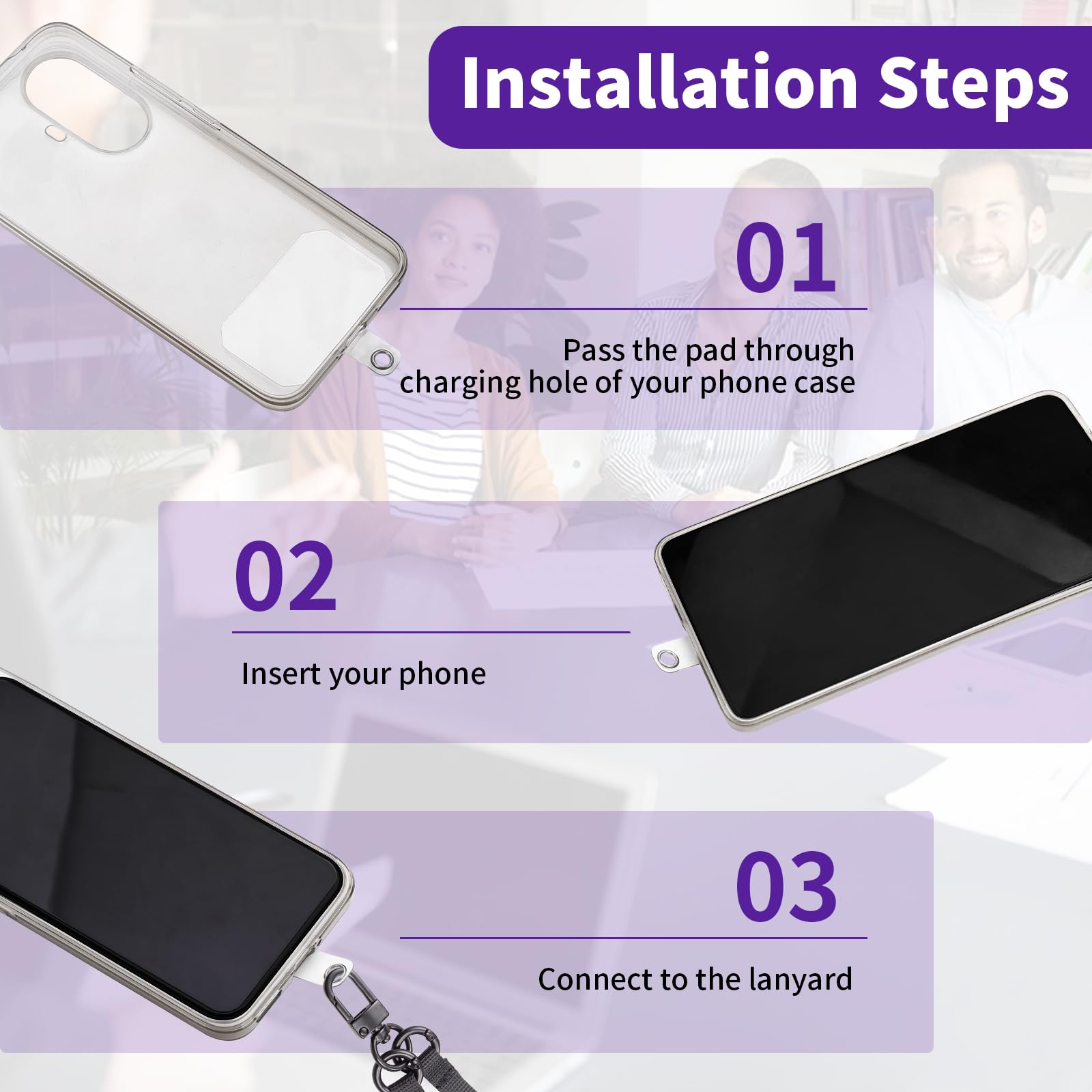 Wayasdcu 100 Pcs Phone Lanyard Tab Cell Tether Tabs For Cell Phone Universal Phone Tether Patches Tpu Replacement Patches Non Ad