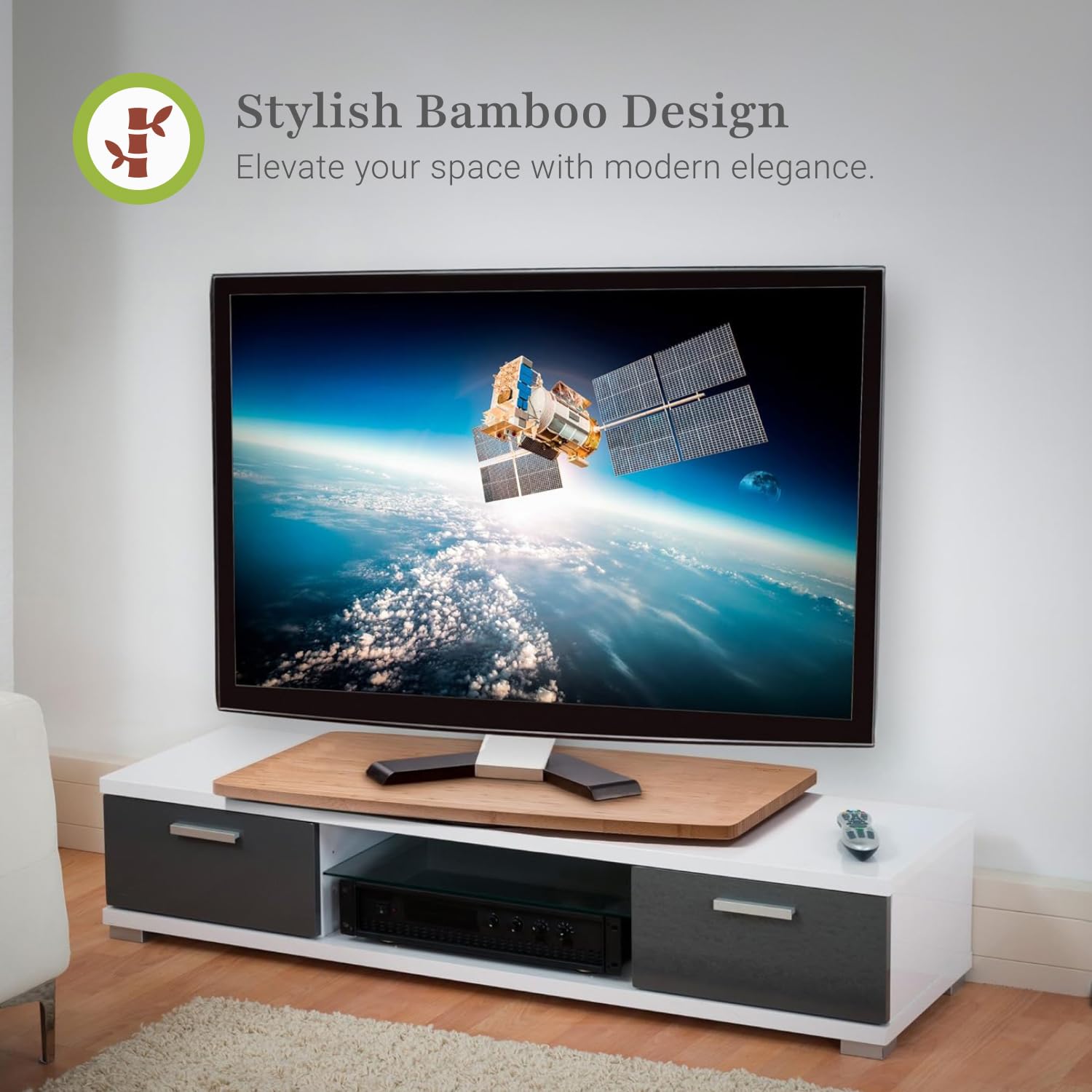 Prosumers Choice Bamboo Tv Swivel Stand For Led/Lcd Tv, Monitors, Stereos, 31 Inch Base Surface - 360 Rotation - Rotating Compu