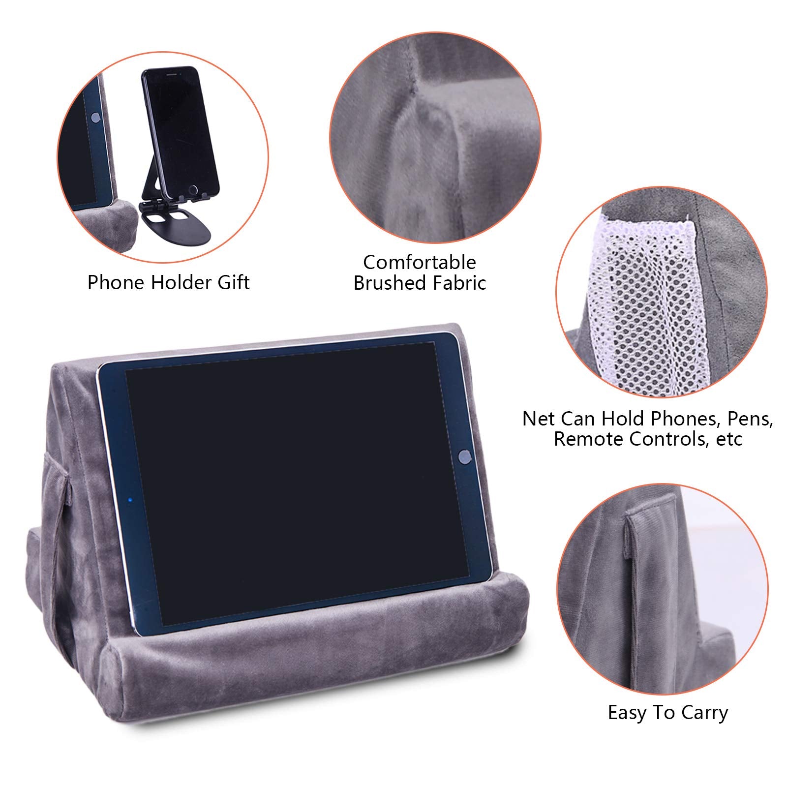 Tablet Stand Multi Angle Tablet Pad Stand Lazy Holder Stand Soft Pad Stand Tablet Cushion Stand With Net Pocket & Random Color S