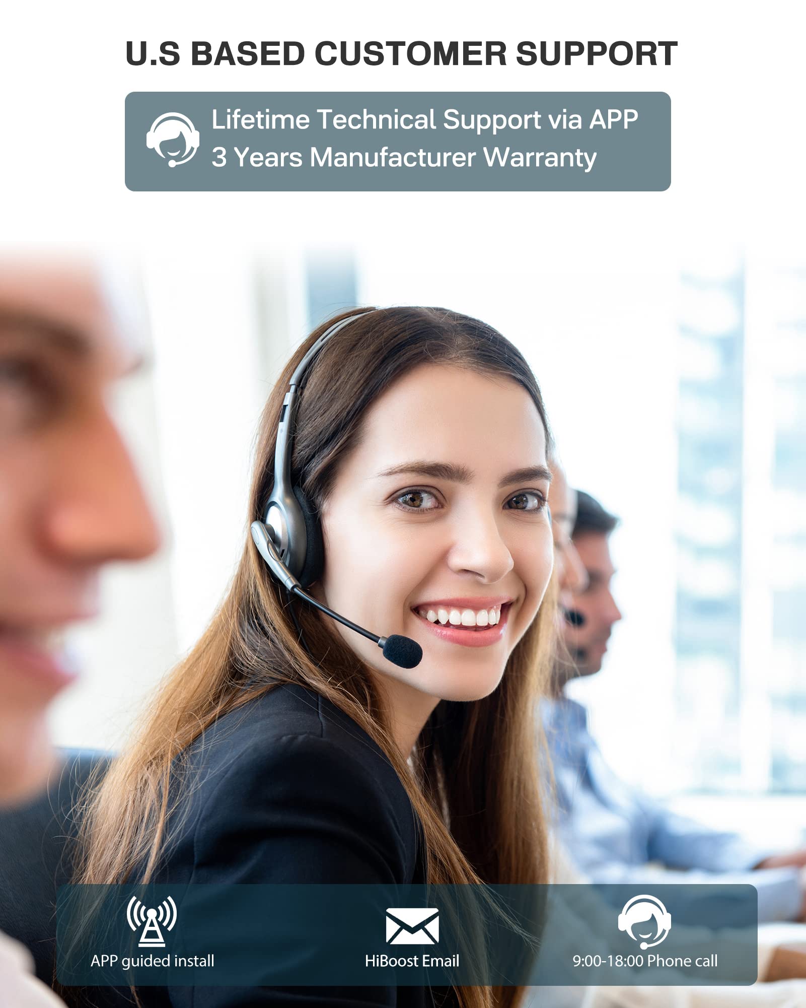 Hiboost Cell Phone Signal Boosters For Home, 5G 4G Lte Up To 5,500Sq Ft, Support All Us Carriers Verizon,At&T,T Mobile &More, Cell Signal Booster For Home, Fcc Approved