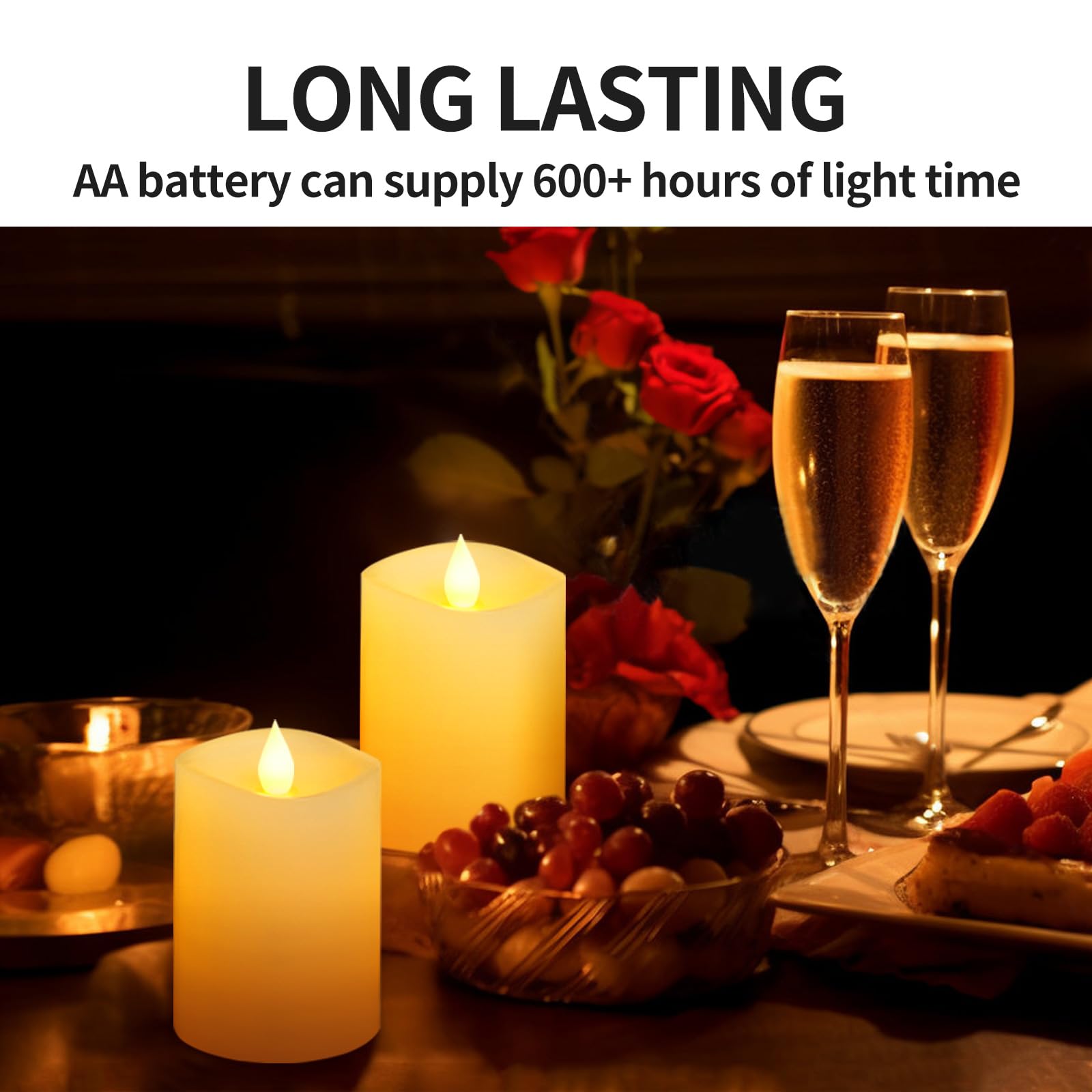 Asldoiweh 3X4 Flickering Flameless Candles Set Of 2, 2Aa Battery Life 600 Hours Battery Candles Flickering With Timer,4 Inch Fla
