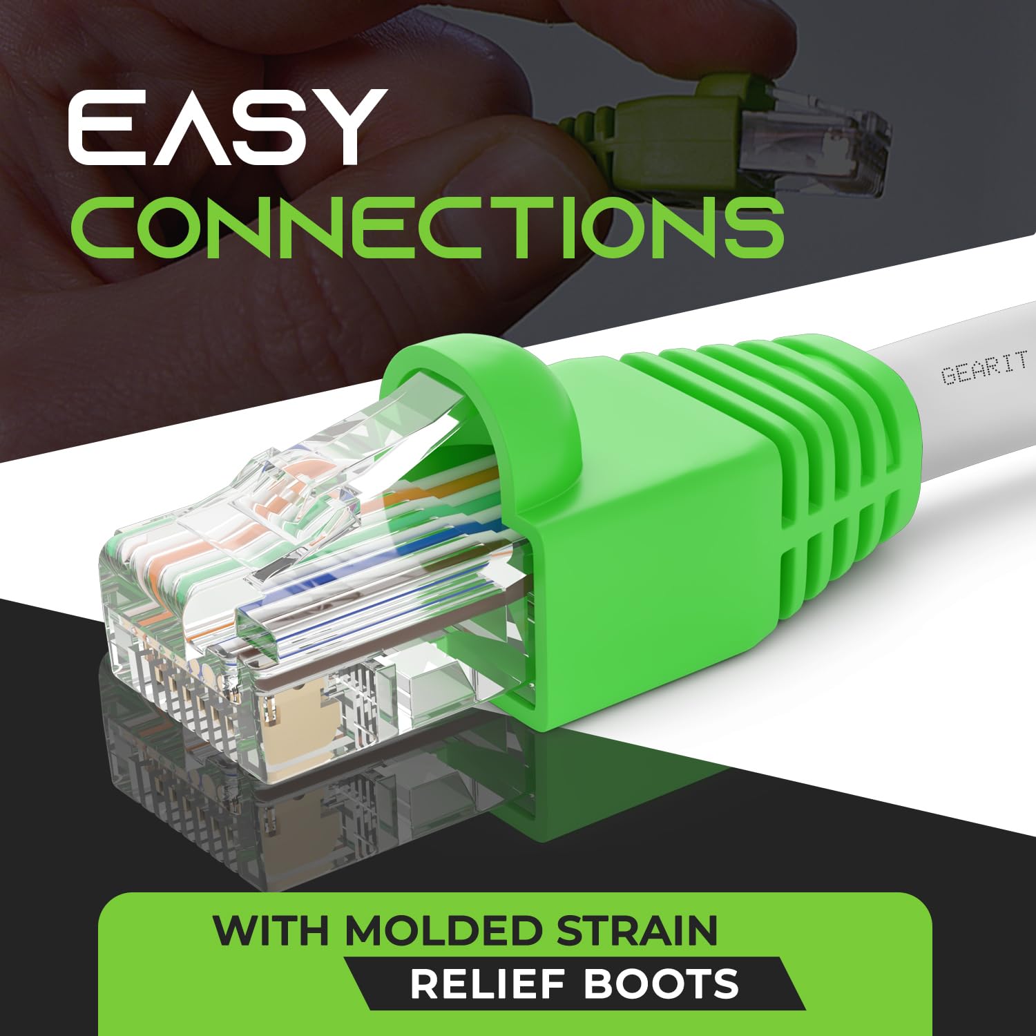 Gearit Rj45 Cat 6 Ethernet Patch Cable, Diy Bulk Kit (10 Rj45 & 10 Boot), 10Gpb Transfer Speed, Gold Plated Connectors, Copper C