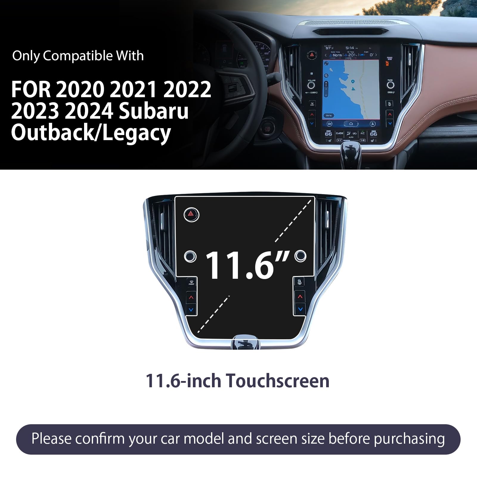 Luwu For 2024 2025 Subaru Outback Screen Protector 11.6Inch,2020 2025 Subaru Outback Accessories Outback Legacy Navigation Protective Film 2025 Outback Touchscreen Protector 2025 Outback Navigation