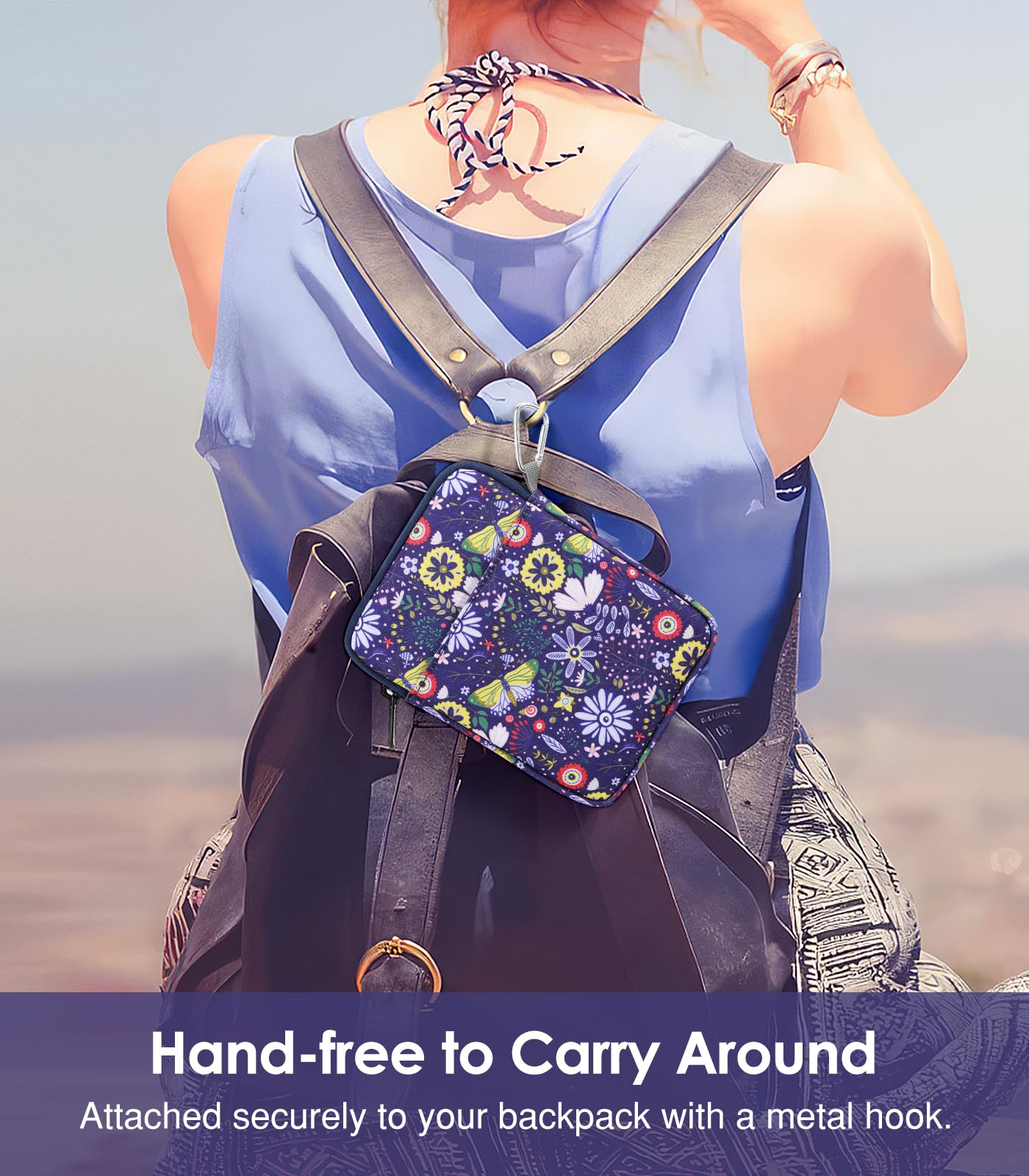 Moko Padded Ereader Sleeve Case For 6 7 Inch Tablet Bag, Protective Cover Pouch With Carabiner, Compatible With 7'' Ereader, Lig