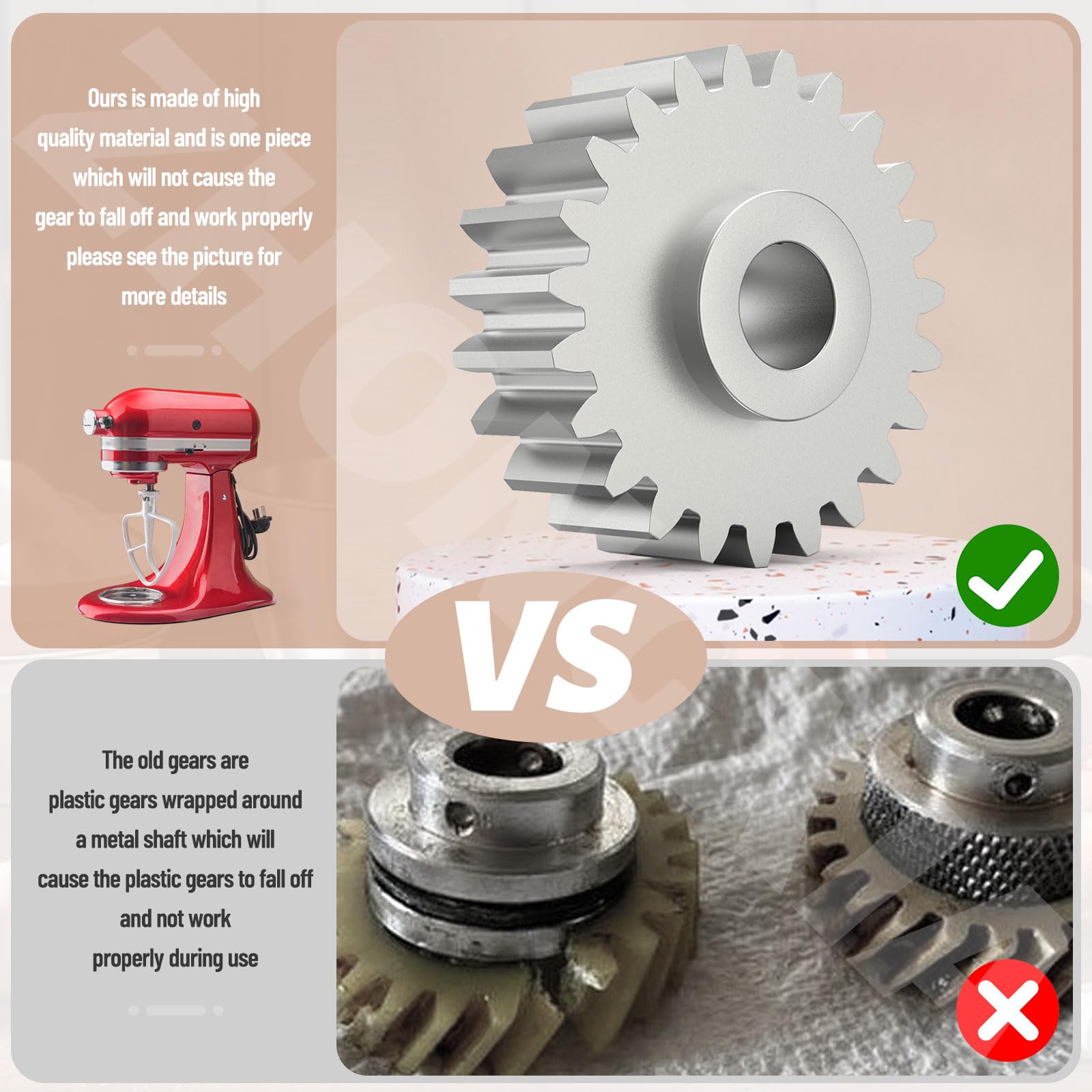W10112253 Worm Gear Compatible With Whirlpool Kitchen Aid Mixers W10112253 Mixer Worm Gear Replace 4162897 Ap4295669 4161531 Wpw