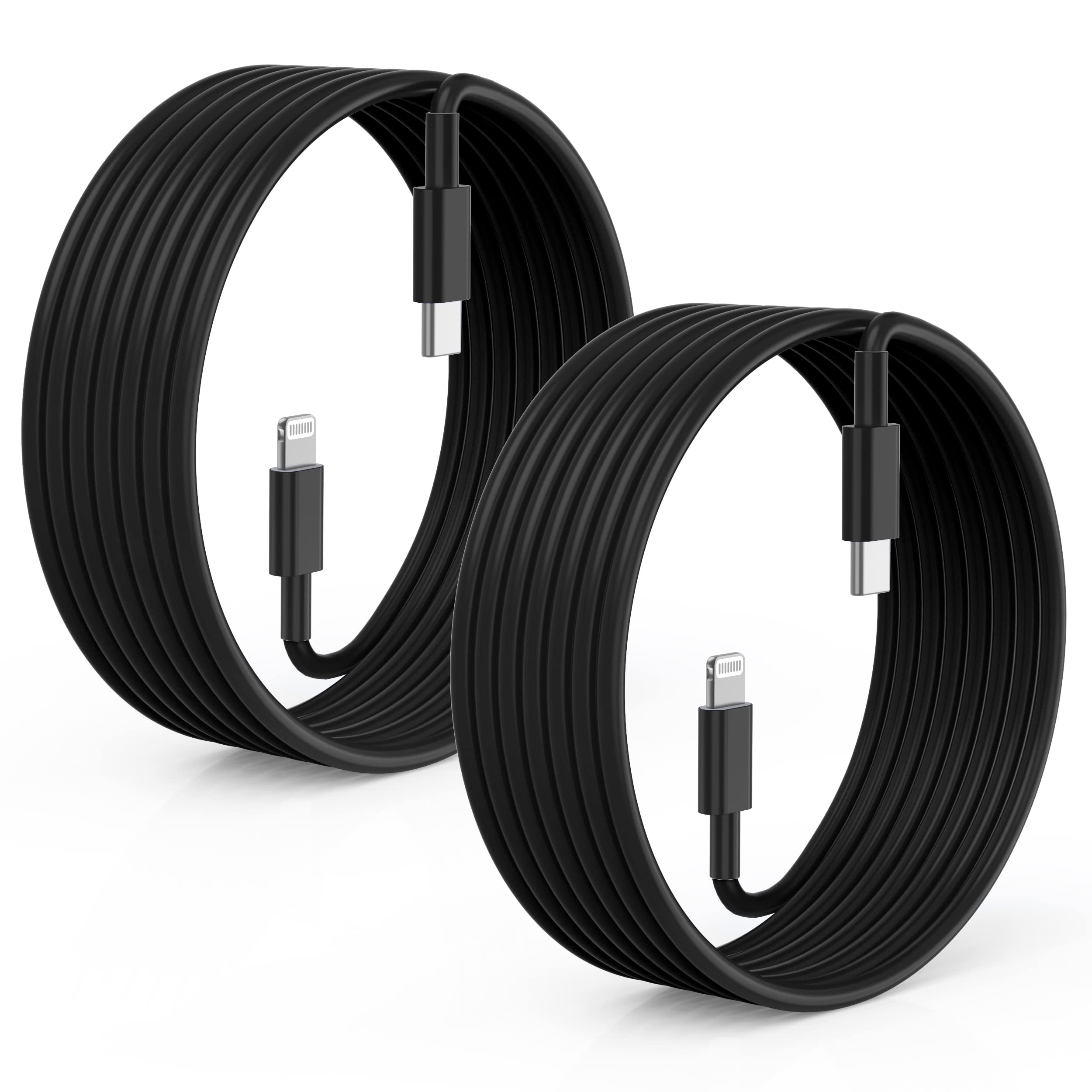 2Pack Black Fast Charger Cable 10Ft [Apple Mfi Certified], Usb Type C To Lightning Cable 10 Foot For Apple Iphone 14/13 12 11 Pro Xr Xs Max X 8 Plus