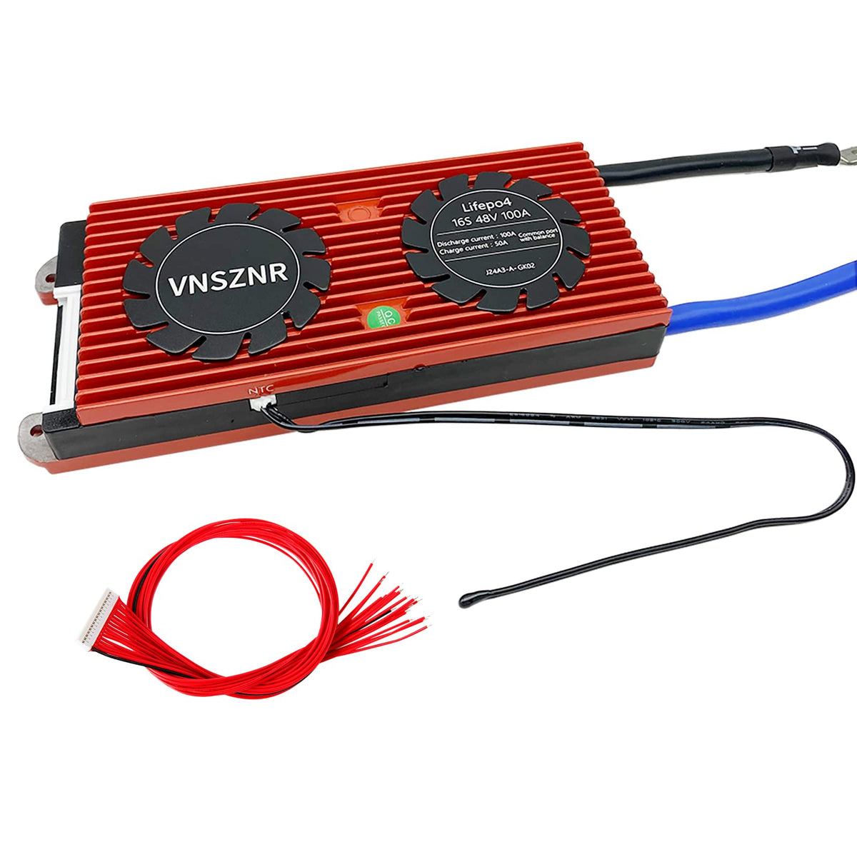 Vnsznr Lifepo4 Bms 16S 48V 100A Lithium Iron Phosphate Battery Management System Pcb Protection Board With Balance Leads Wires F