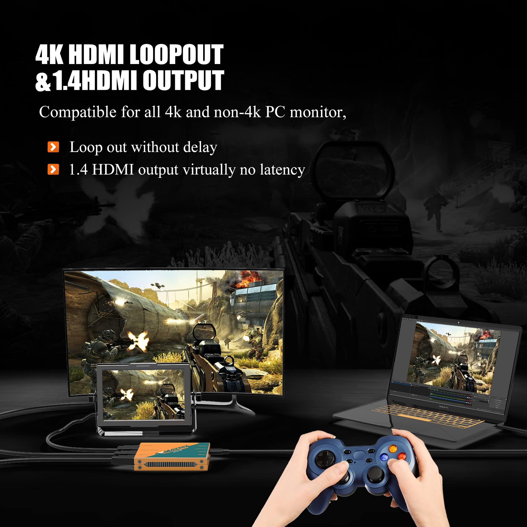 Avmatrix Uc1218 4K Capture Card 1440P/4K Input 1080P60 Uncompressed (Yuy2) Capture For Game Live Stream, Ultra Low Latency Ps5 P