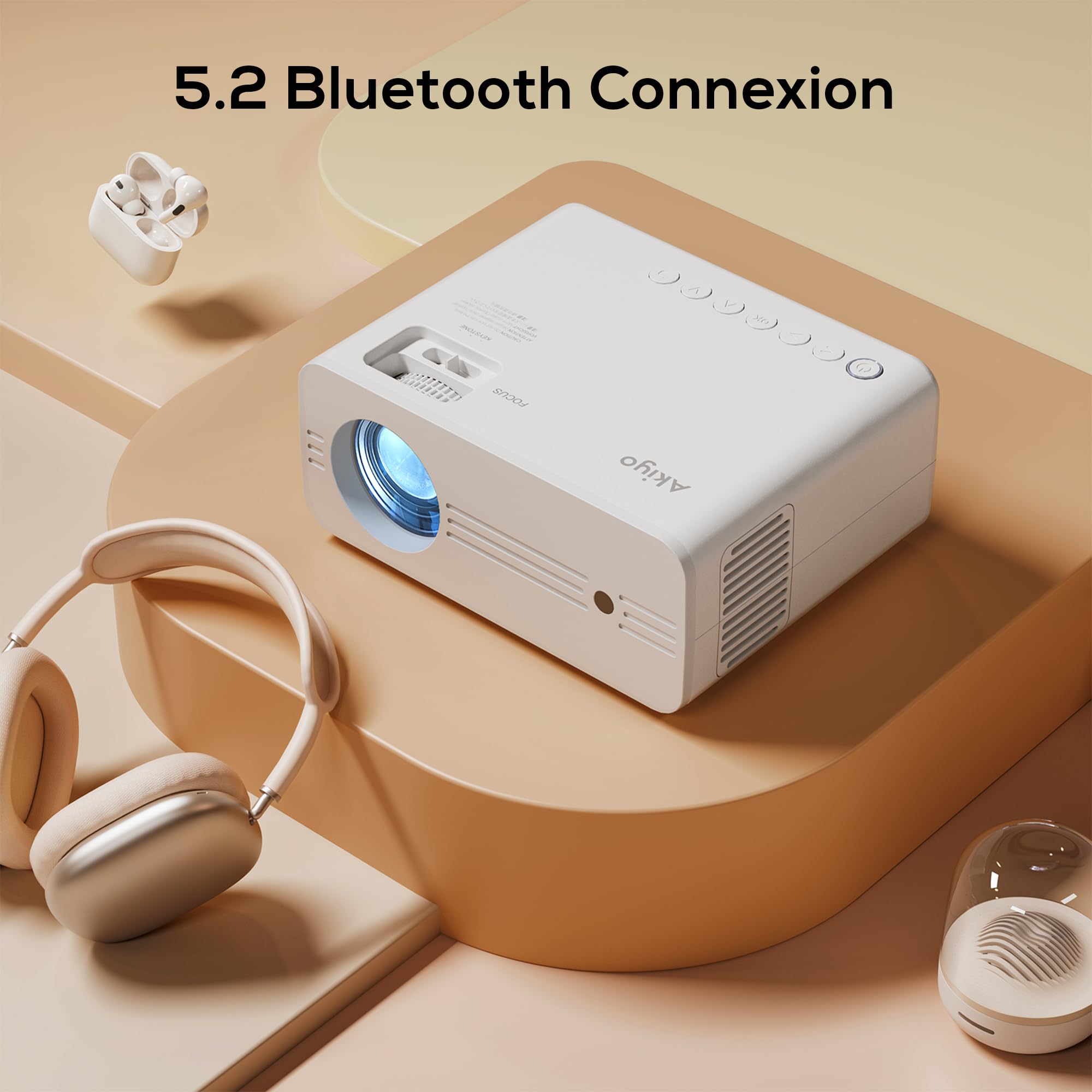 Projector With Wifi And Bluetooth, 5G Wifi Native 1080P 13000L 4K Supported, Akiyo Iphone Projector With Projector Stand, Outdoor Projector For Home Theater,Compatible With Ios/Android/Laptop/Hdmi/Ps5