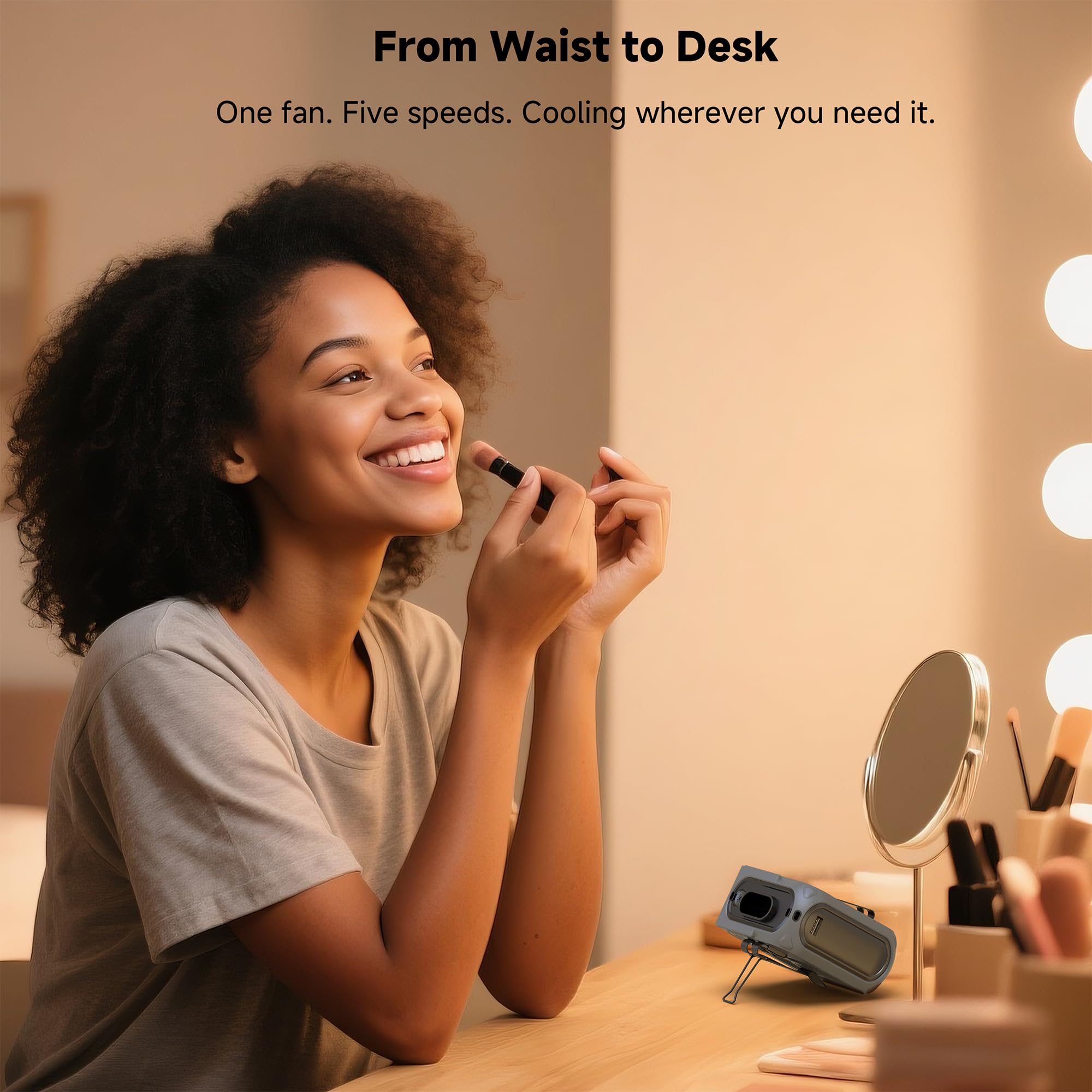 Seaingo Portable Waist Fan Rechargeable - 10000Mah, 42 Ft/S Max, 5 Speeds 16000Rpm, Personal Cooling Wearable Clip Body Belt Shi