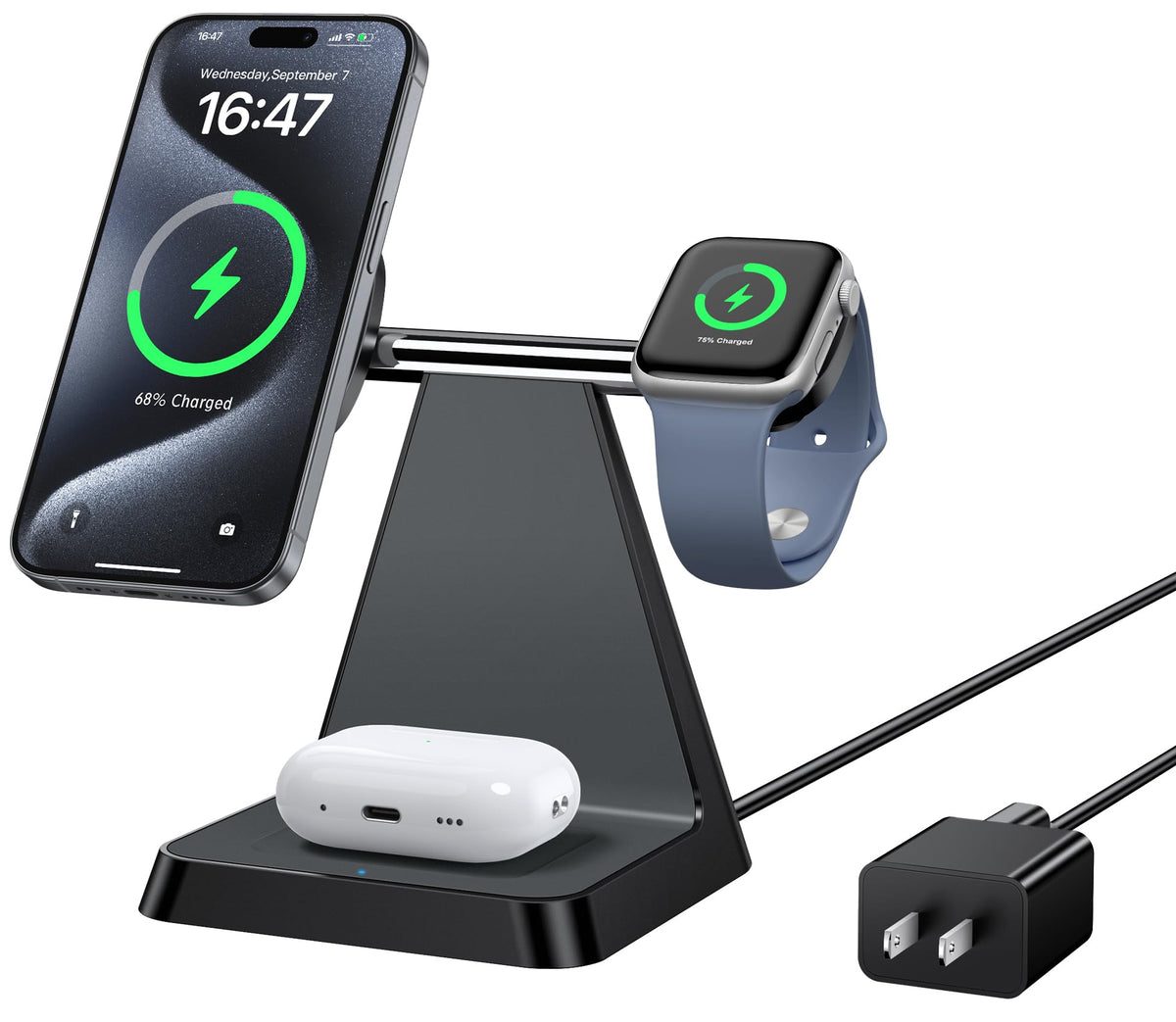 Charging Station For Multiple Devices Apple: Woruda 3 In 1 Magnetic Wireless Charger Stand For Mag Safe Iphone - Nightstand Char