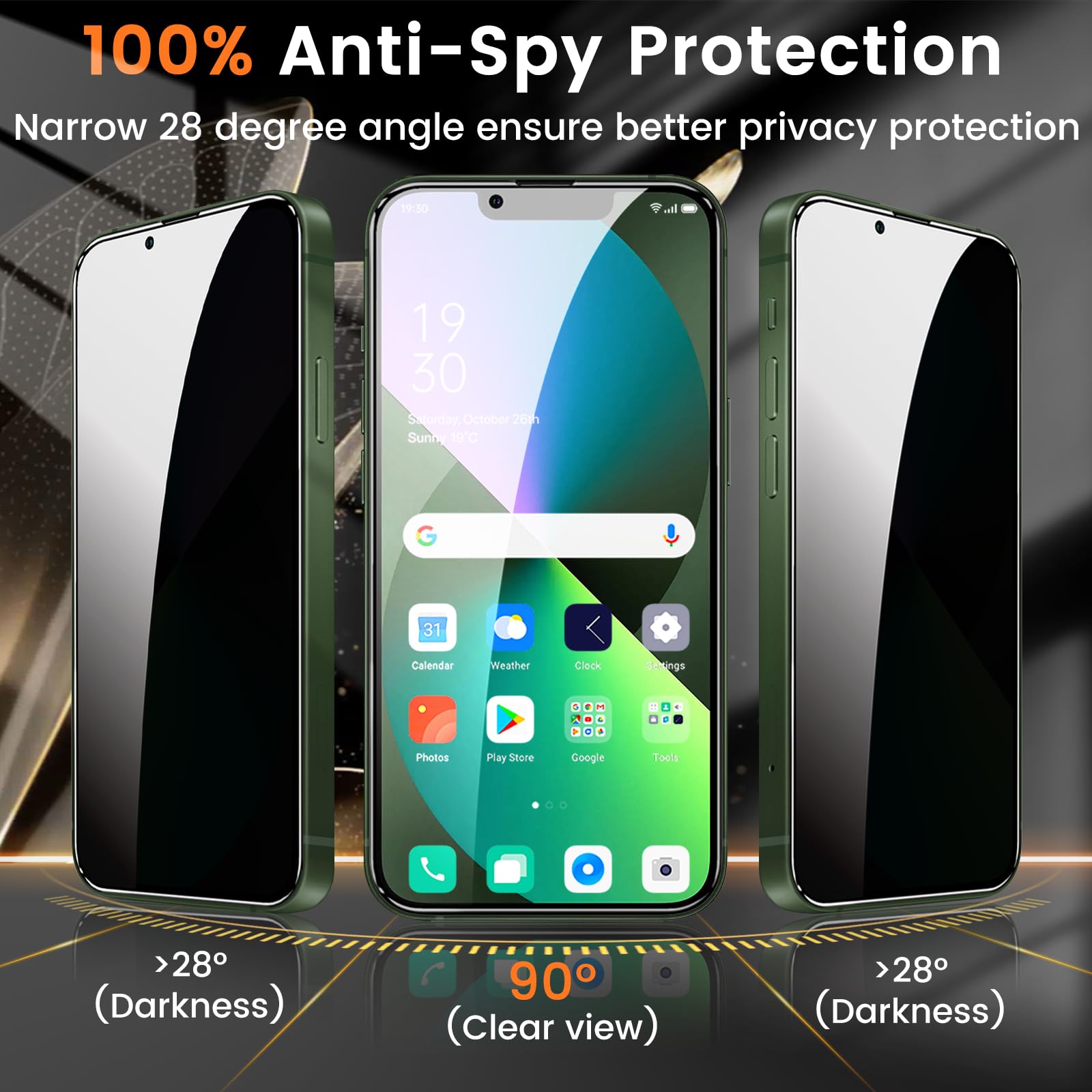 Lesakit 3+3 Pack Privacy Screen Protector For Iphone 13 6.1 Inch With 3 Pack Camera Lens Protector, Anti Spy Tempered Glass Film