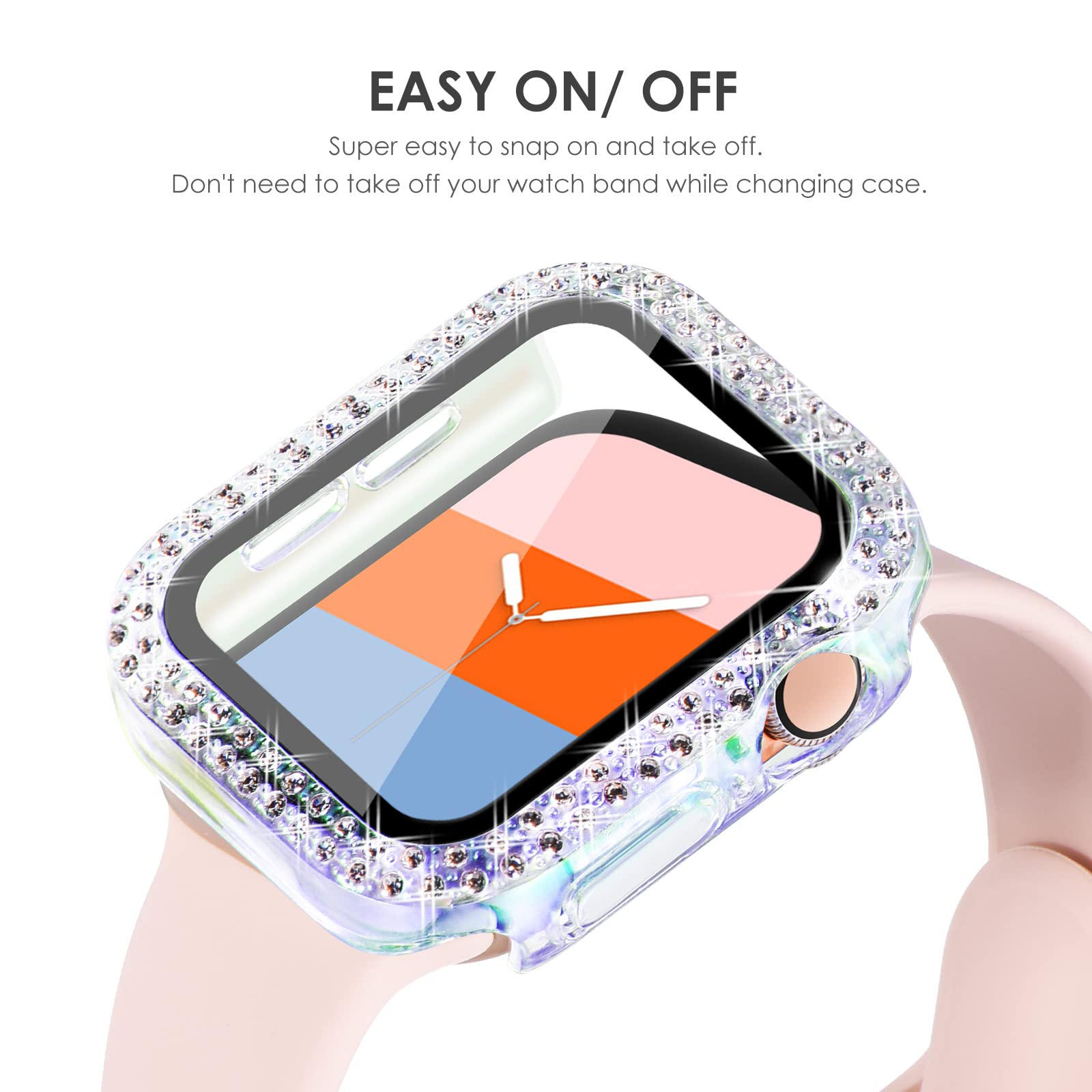Kades Compatible For Bling Apple Watch Protective Case With Built In Screen Protector For Apple Watch 44Mm Iwatch Series Se Se20