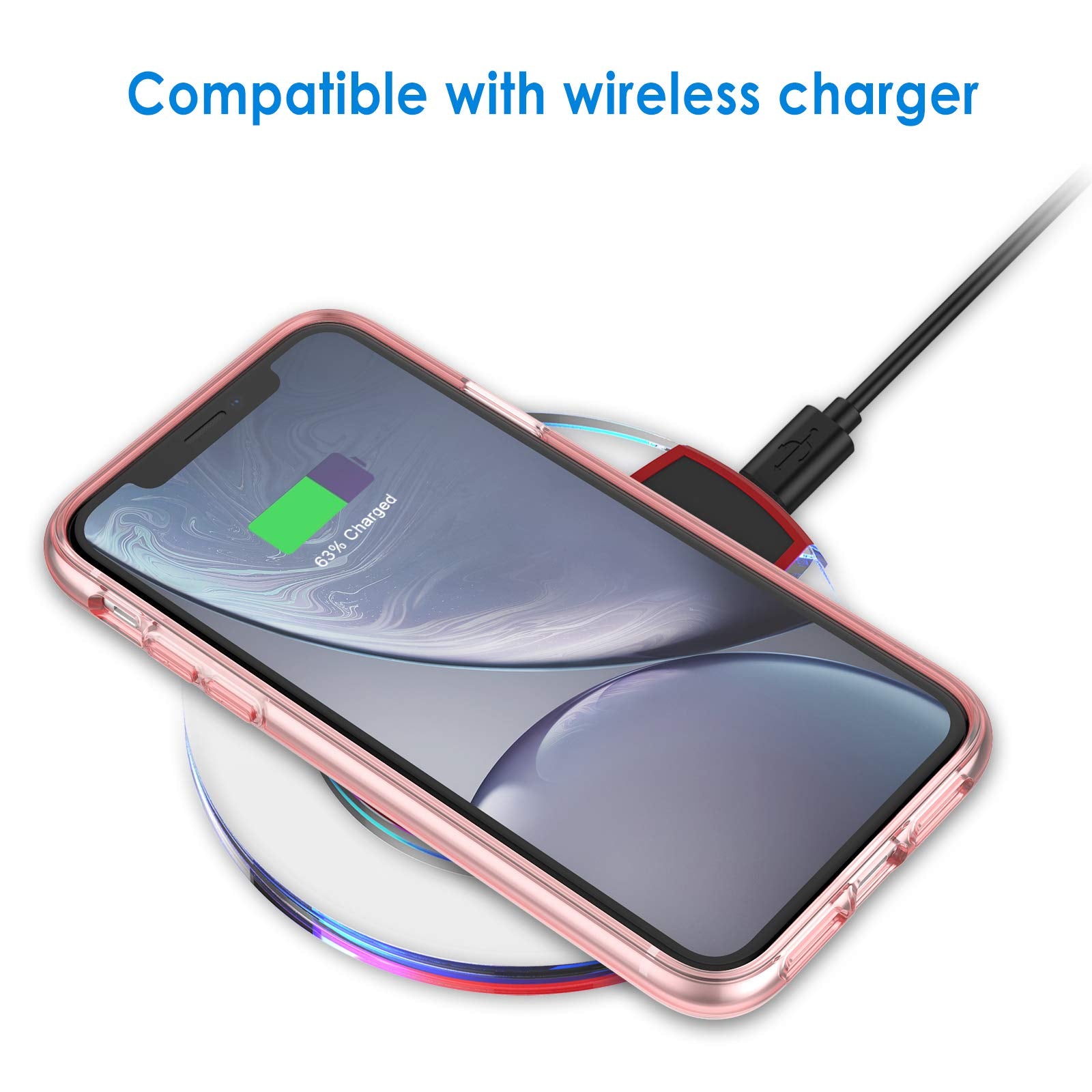 Jetech Case For Iphone Xr 6.1-Inch, Non-Yellowing Shockproof Phone Bumper Cover, Anti-Scratch Clear Back (Rose Gold)