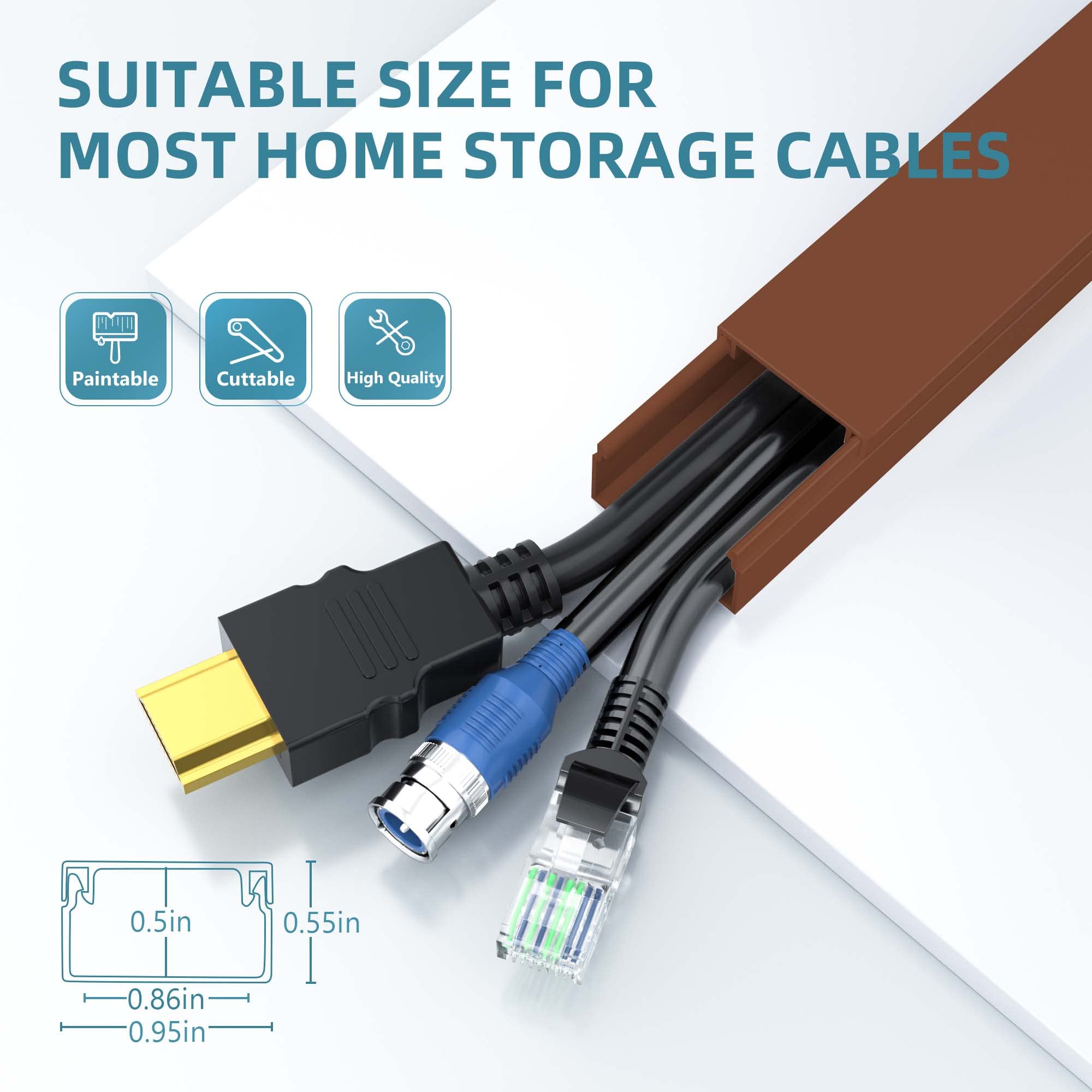 Wire Hider, 157In Delamu Cord Hider Wall, Paintable Wire Covers For Cords, Tv Cable Hider Wall Kit, Cable Covers Raceway, Cable