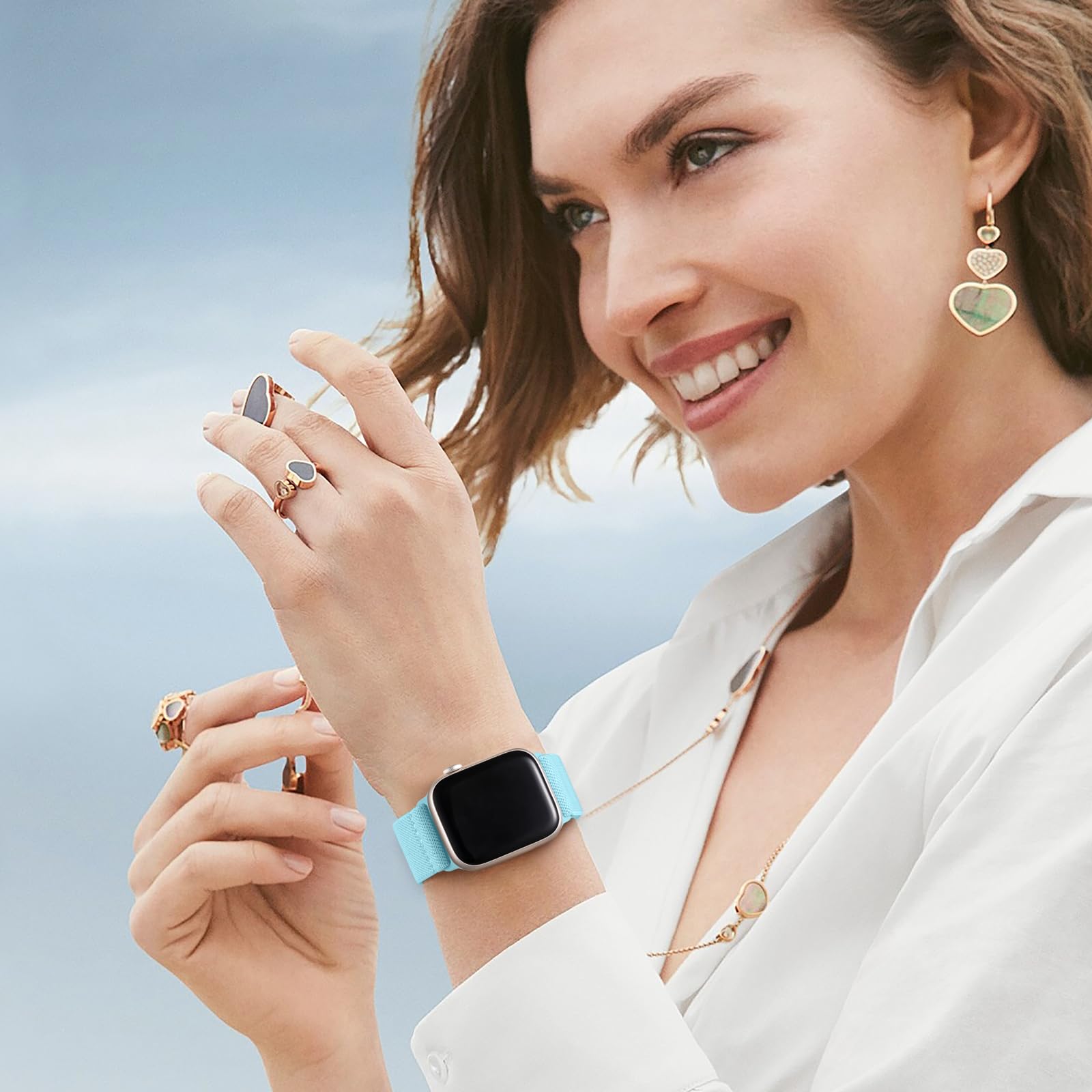 Maledan Stretchy Nylon Bands Compatible With Apple Watch Band 44Mm 45Mm 40Mm 38Mm 41Mm 42Mm 46Mm 49Mm Men Women,Cute Elastic Spo