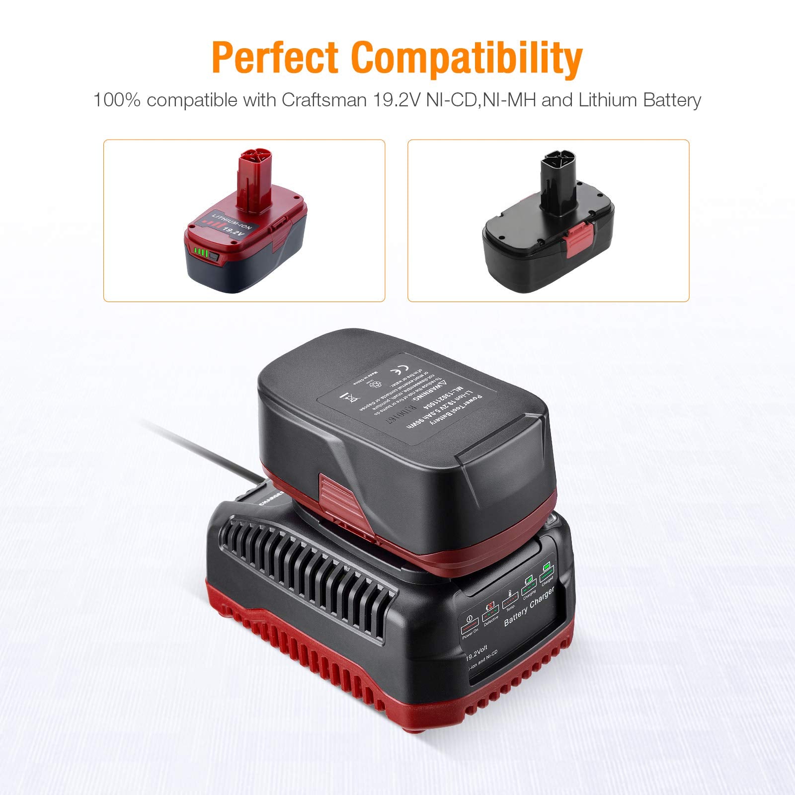 19.2V C3 Charger Replacement For Craftsman 140152004 Diehard Xcp Li Ion Ni Cd Battery 1425301 1323903 130279005 11375 11376 315.