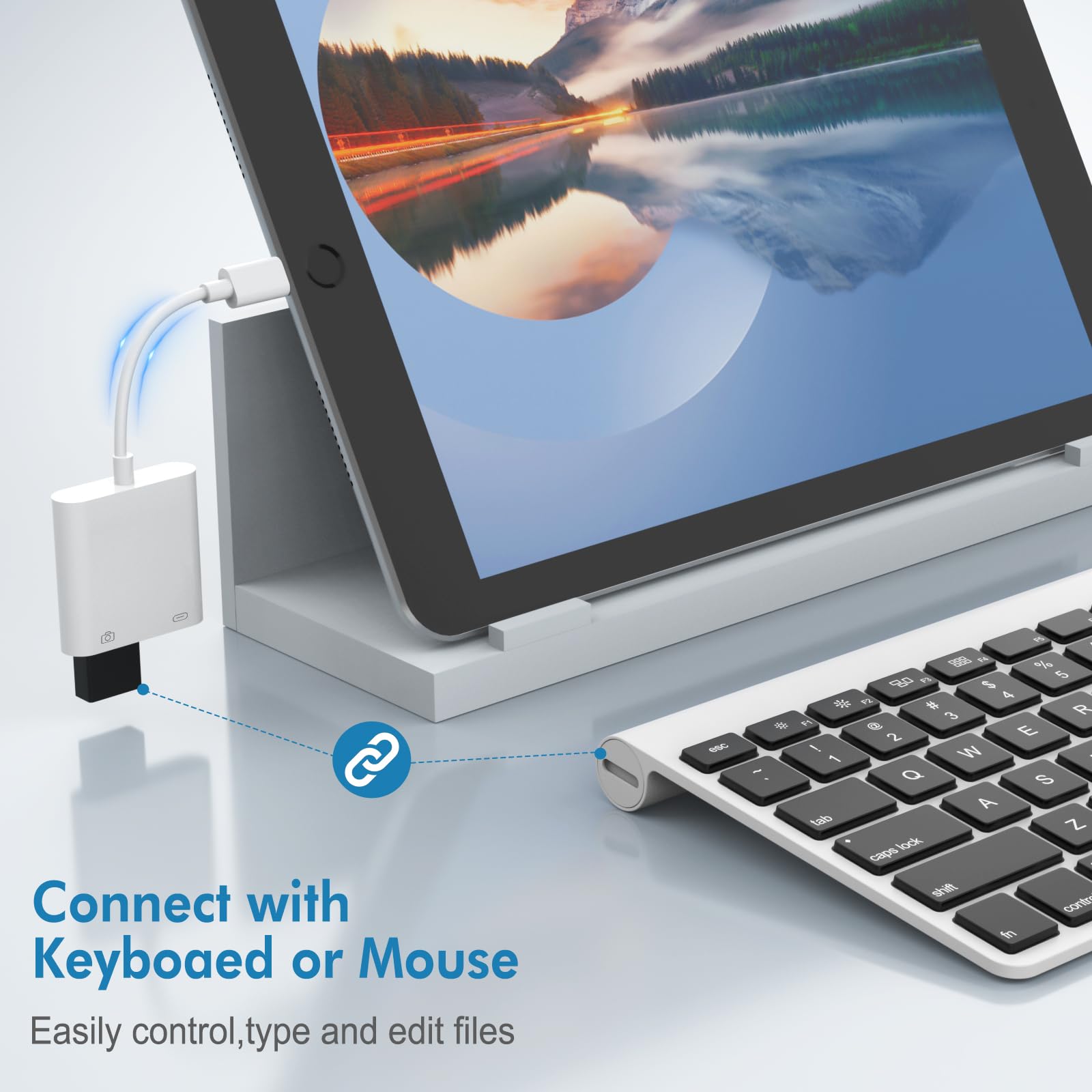 Lightning To Usb Camera Adapter With Charging Port, Usb Female Otg Adapter For Iphone Ipad Models Support Connect Camera, Card Reader, Usb Flash Drive, Midi Keyboard Plug And Play