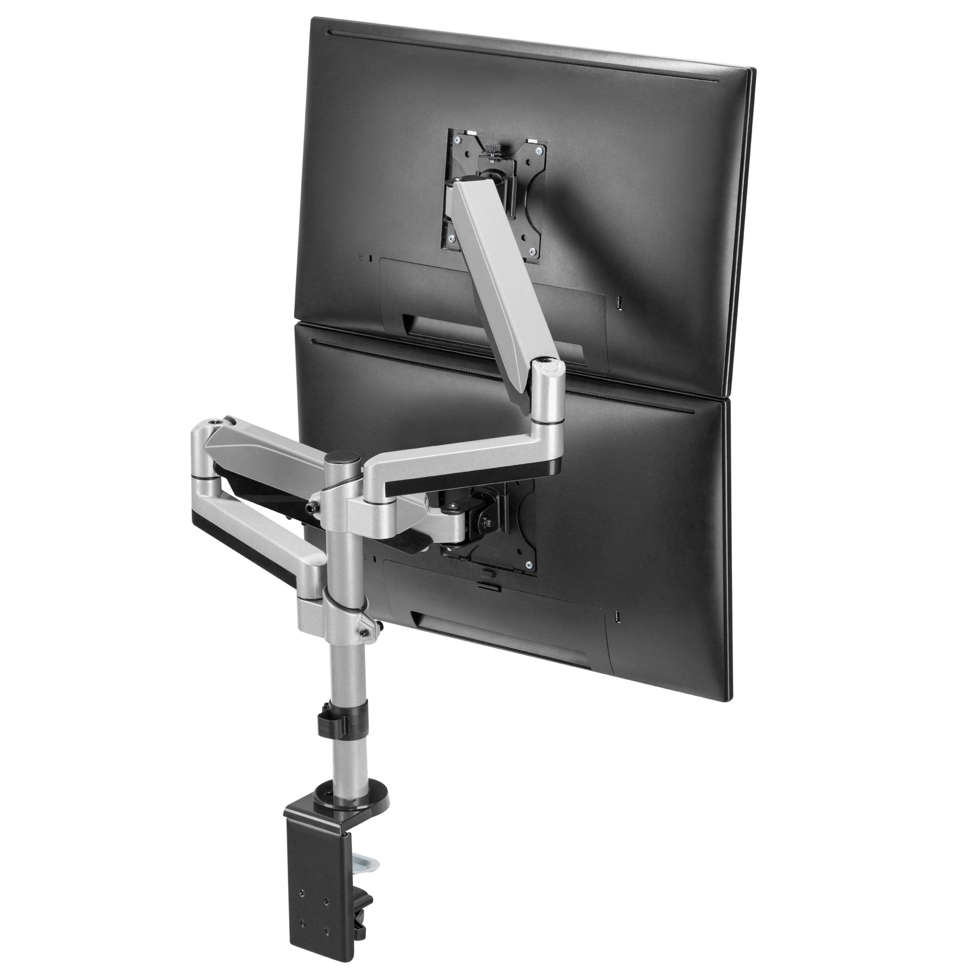 Avlt Dual 13'' 27'' Stacked Monitor Arm Desk Mount Fits Two Flat/Curved Monitor Full Motion Height Swivel Tilt Rotation Adjustab