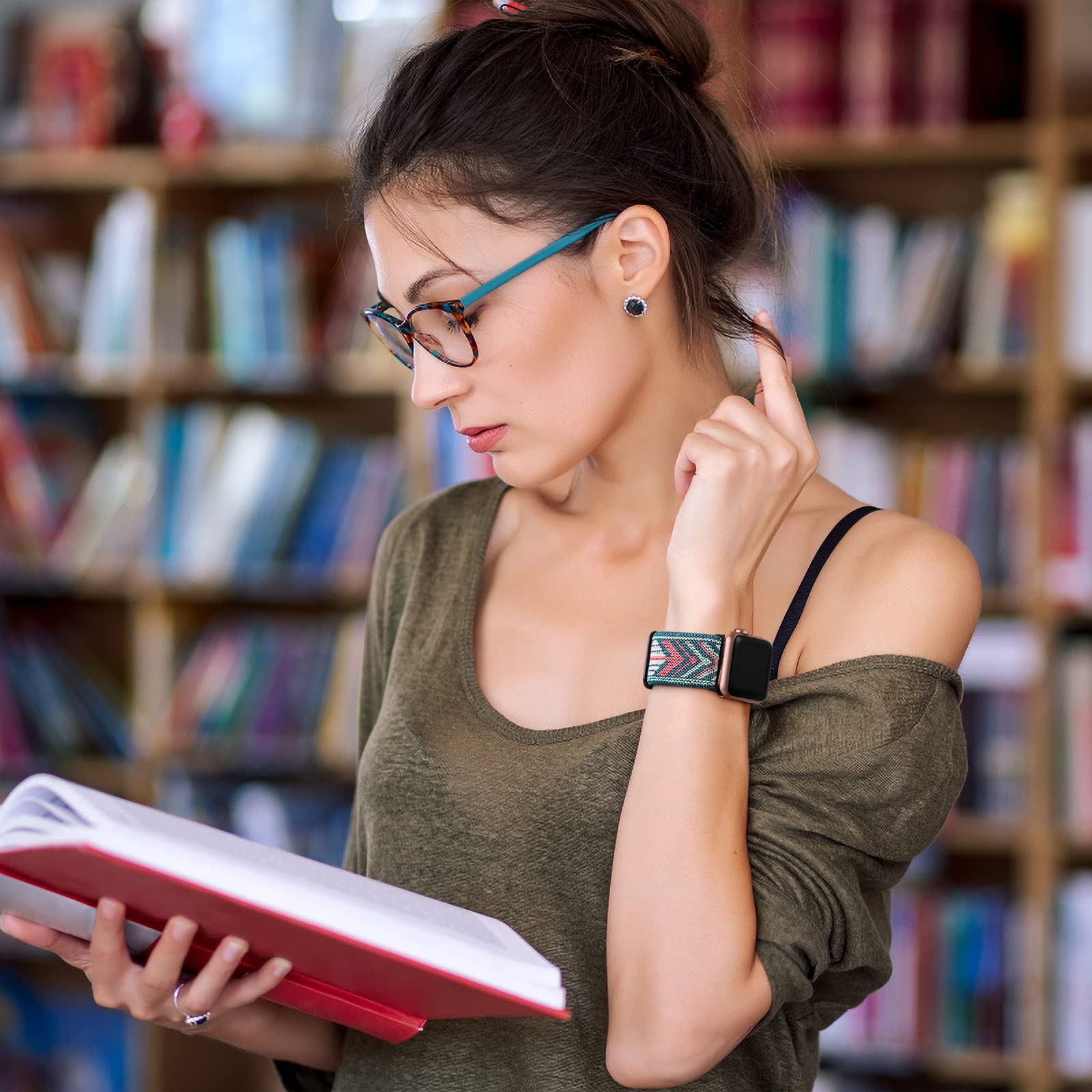 Lerobo Stretchy Band Compatible With Apple Watch 40Mm 38Mm 41Mm 46Mm For Women Men Soft Solo Loop Adjustable Braided Elastic Ban