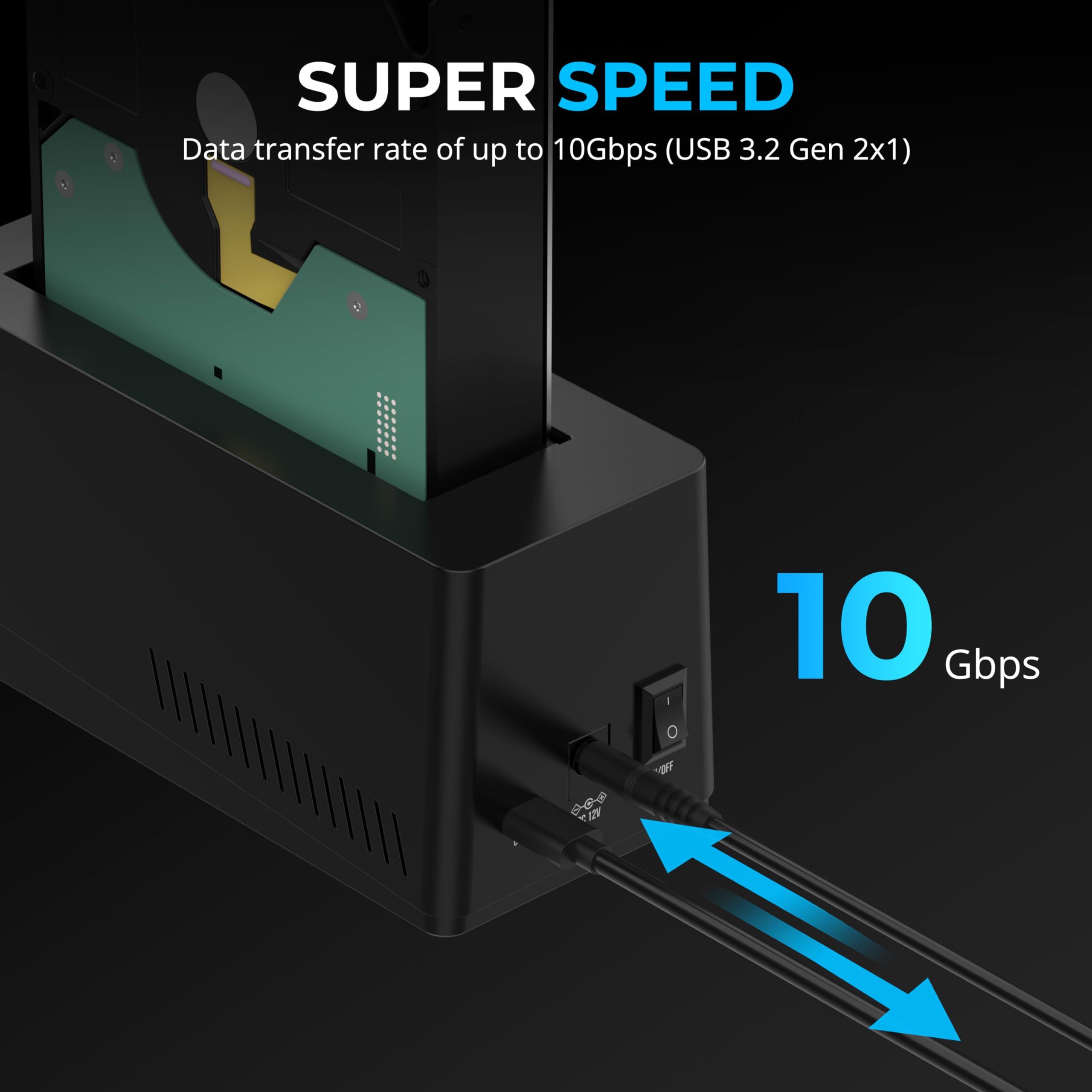 Sabrent Usb C Hard Drive Docking Station, 2.5''/3.5'' Inch Sata Ssd & Hdd Tool Free 10Gbps Docking Station, Hot Swappable, Suppo