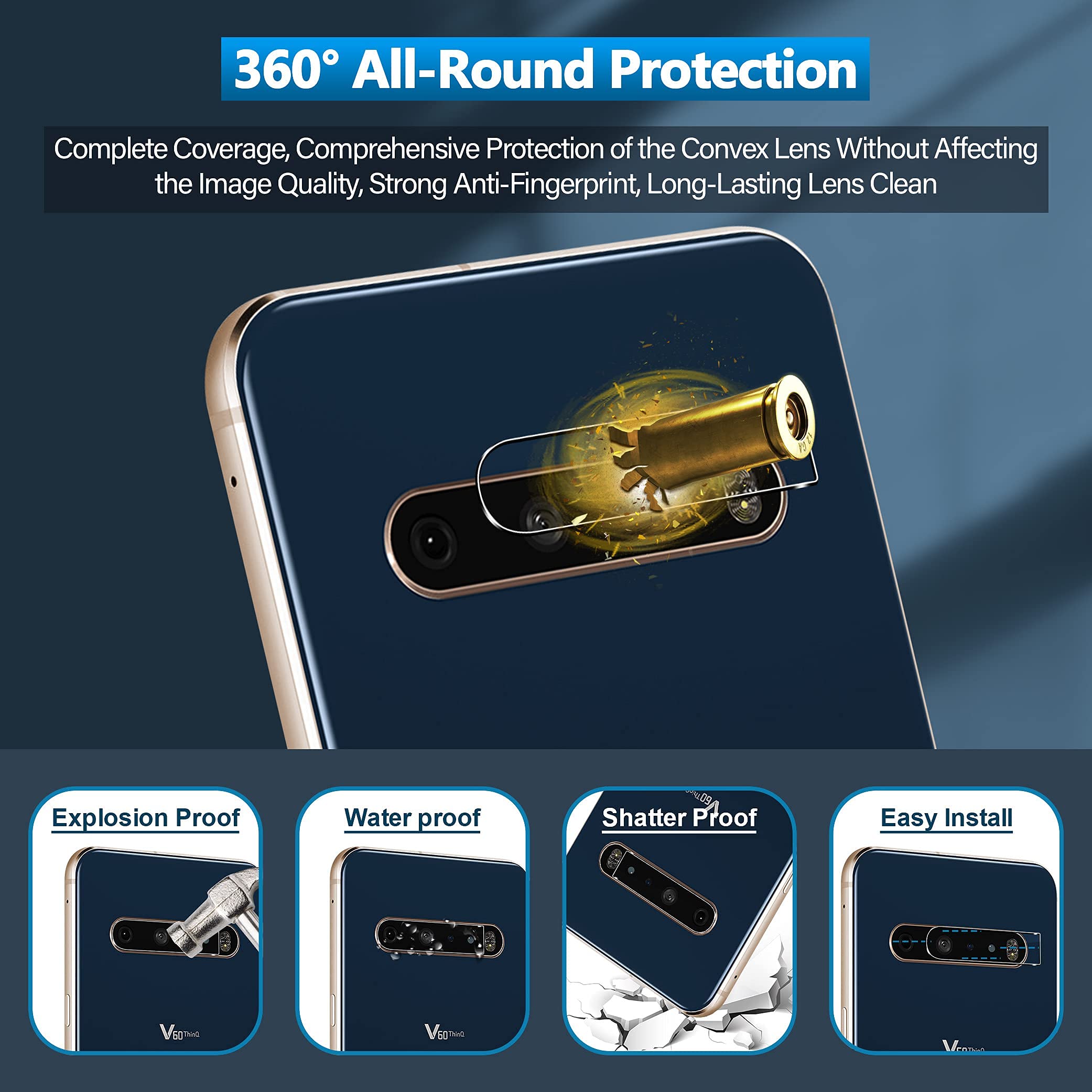 Cizerin [2+2 Pack] Tempered Glass Screen Protector For Lg V60 Thinq /5G / 5G Uw   And Camera Lens Protector   Anti Fingerprint