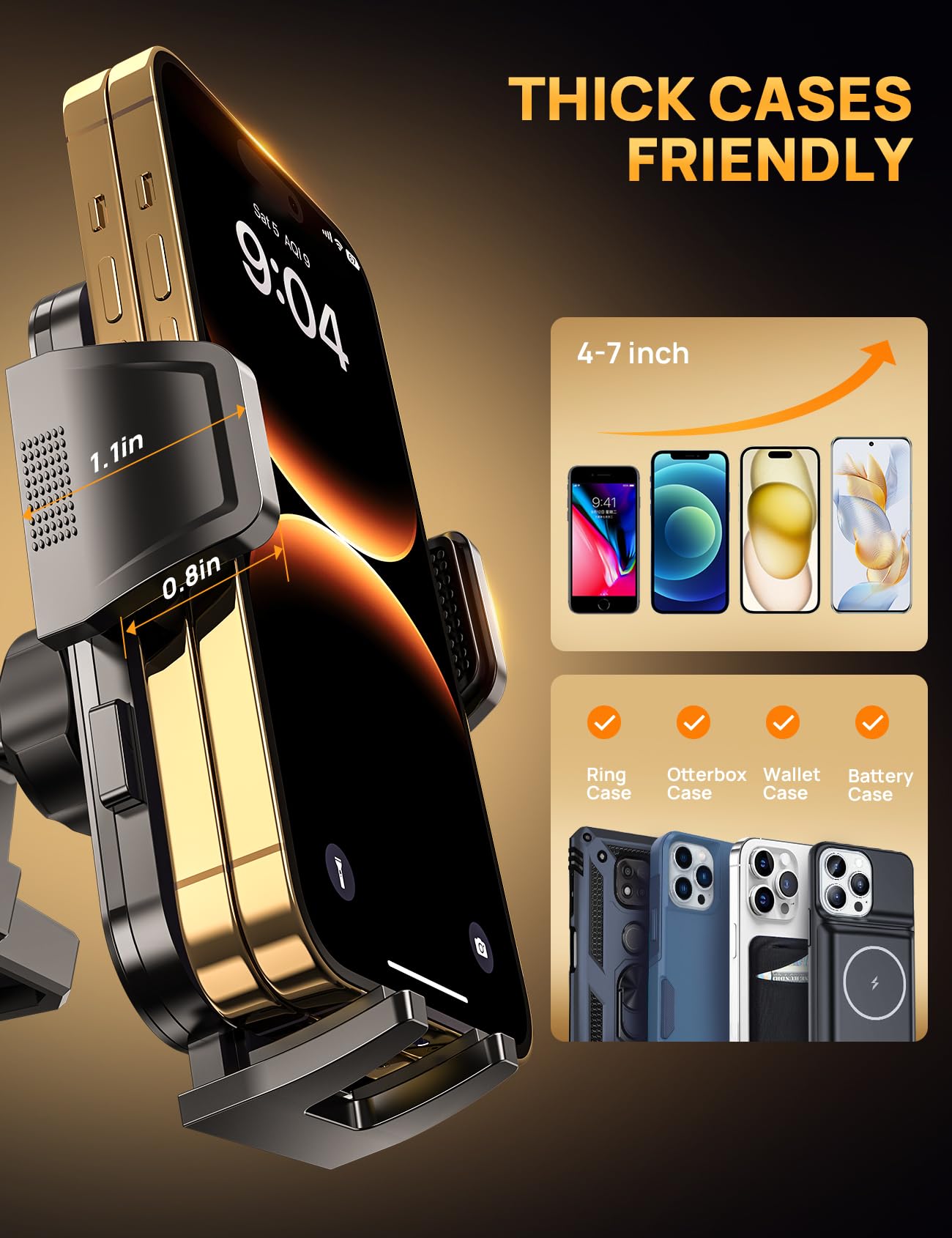 Cd Phone Mount, Upgraded Car Phone Holder [Thick Cases Friendly], Adjustable Universal Phone Mount For Car Accessories Cd Slot M