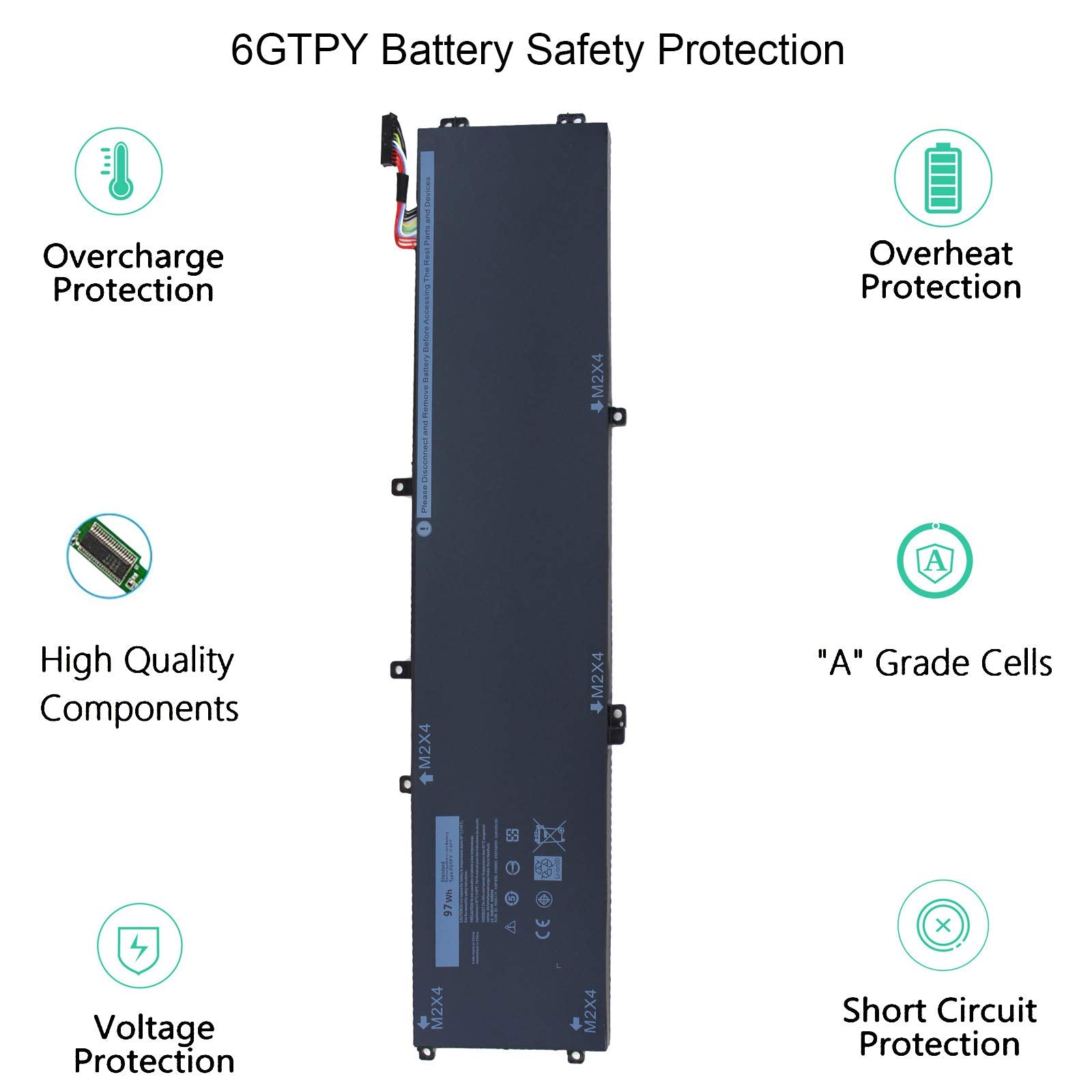 Gomarty 97Wh 6Gtpy Laptop Battery For Dell Xps 15 9560 9570 9550 7590 Precision 5510 5520 5530 5540 M5520 M5510 Vostro 7500 7590