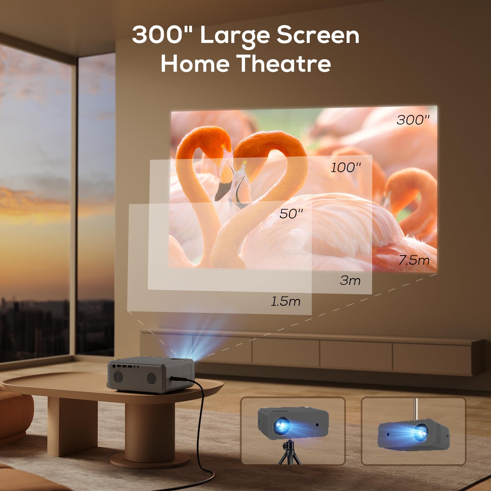 [Netflix Licensed & Auto Focus/Keystone] Akiyo Smart Projector With Wifi And Bluetooth, 600Ansi Portable Mini Projector, 50% Zoom, Native 1080P Projector Compatible With Ios/Android/Hdmi/Usb/Ios