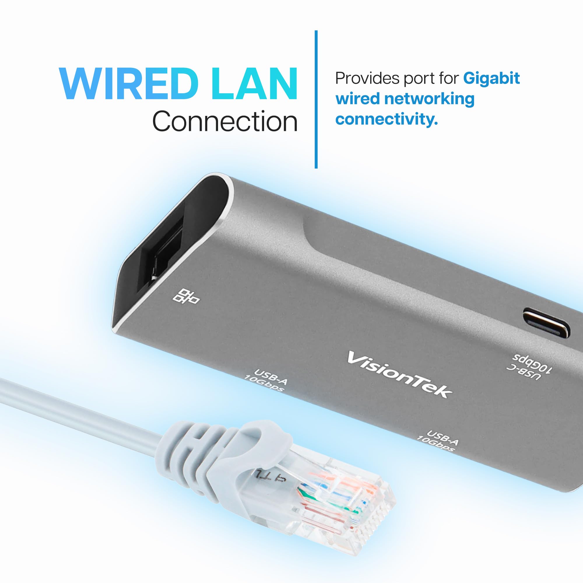 Visiontek Usb-C Hub With Ethernet, 2X Usb-A, 1X Usb-C For Macbook, Windows, Chromebook - Portable Bus Powered Adapter