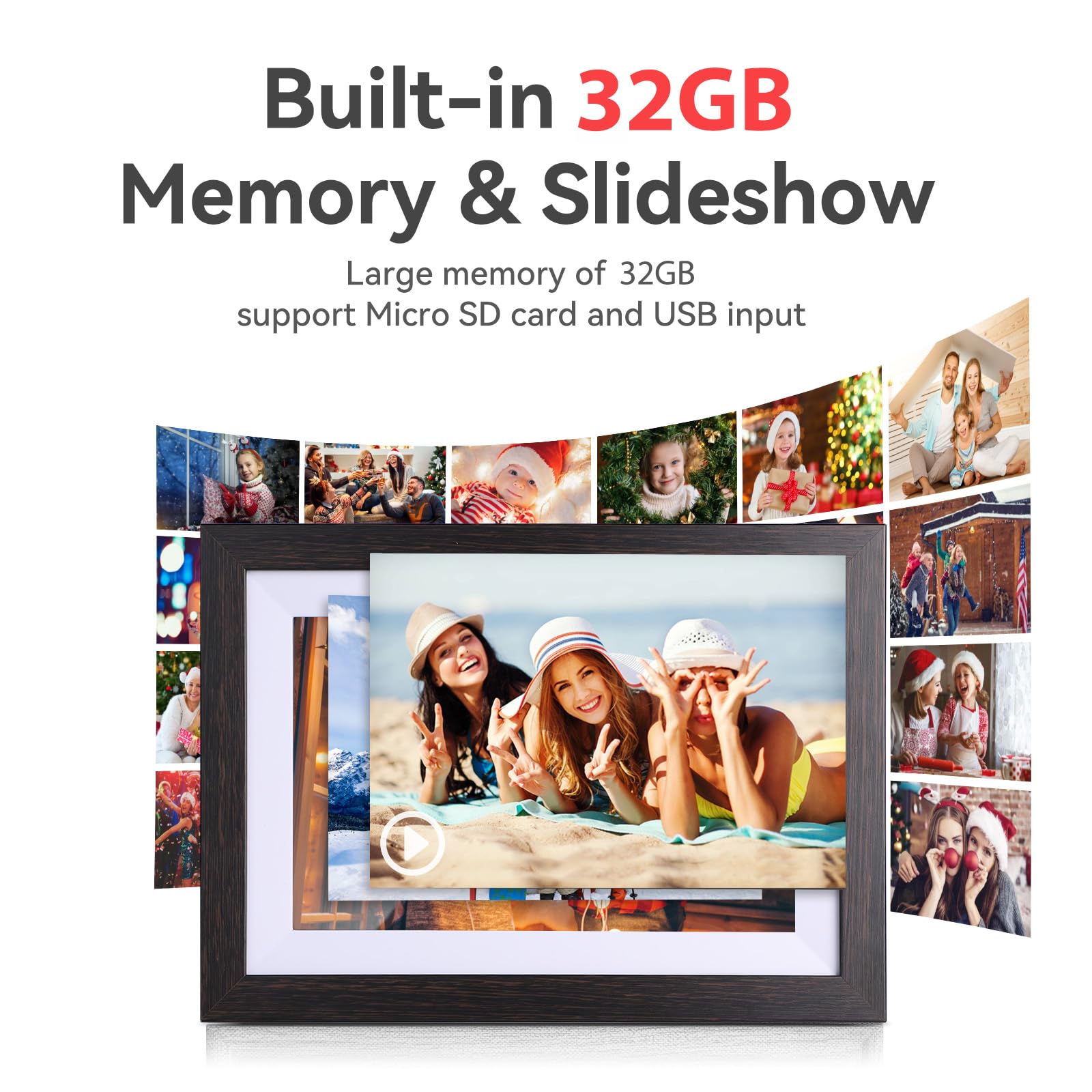 Frameo Wifi Digital Picture Frame 32Gb Memory 10.1 Inch, 1280X800 Hd Ips Touch Screen Photo Frame Electronic, Easy Setup, Share