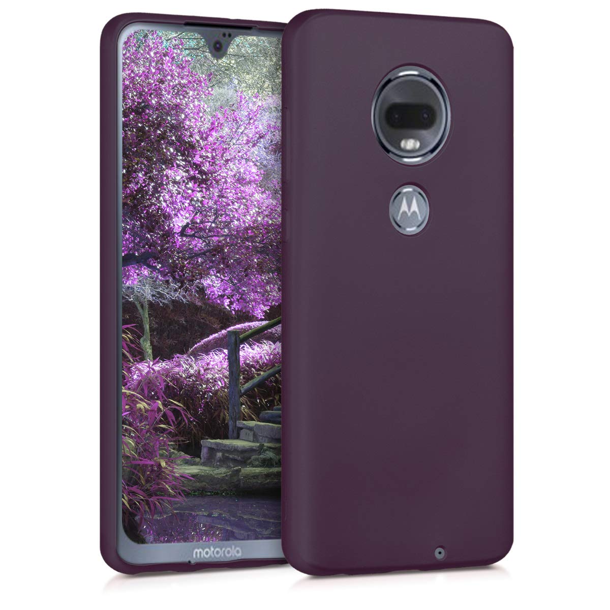 Kwmobile Case Compatible With Motorola Moto G7 / Moto G7 Plus Case   Soft Slim Metallic Tpu Silicone Cover   Metallic Berry