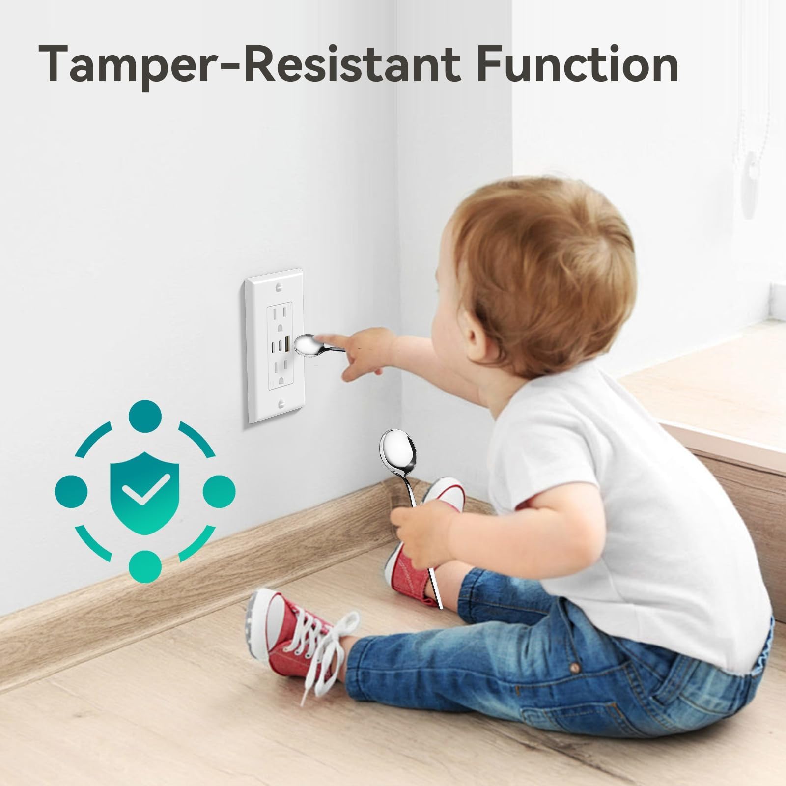 Amico 6.0A Usb Outlet 2 Pack, 3 Port 30W Wall Outlets With 2 Type C & 1 Type A, 15 Amp Receptacle Plug, Tamper Resistant Recepta