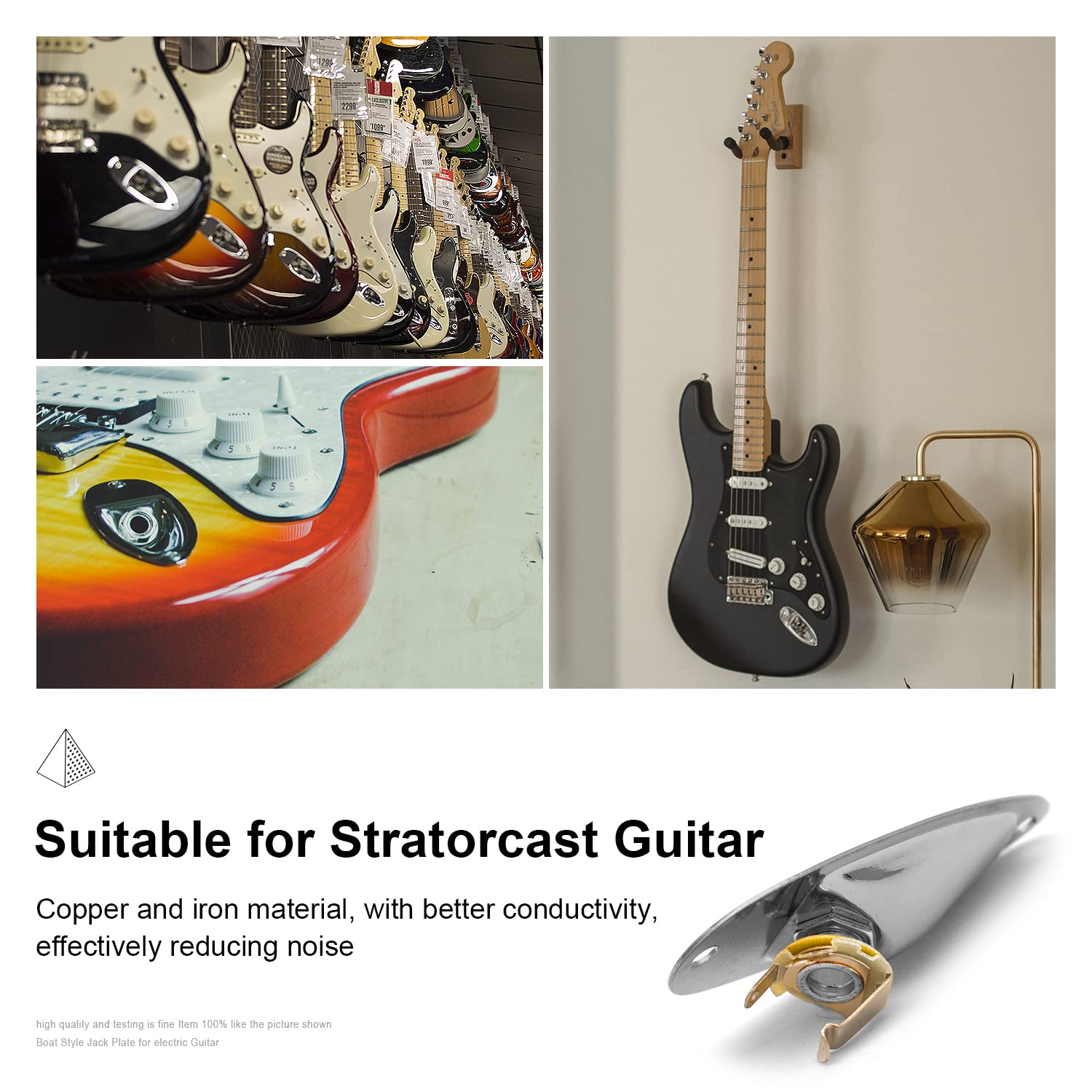 Maxcheer Guitar Input Jack Socket Plate Output Loaded Boat Style 1/4 Inch With Screws For Fender Stratocaster Strat St Mono Elec