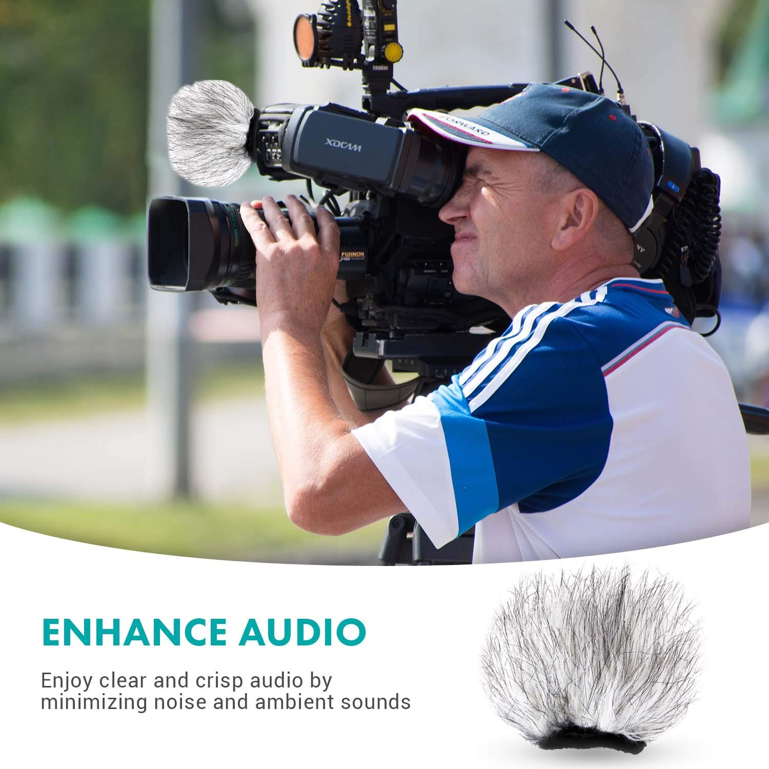 Movo Ws9 Furry Outdoor Windscreen Microphone Muff For Portable Digital Recorders Up To 3'' X 1.5'' (W X D)   Fits The Zoom H4N P