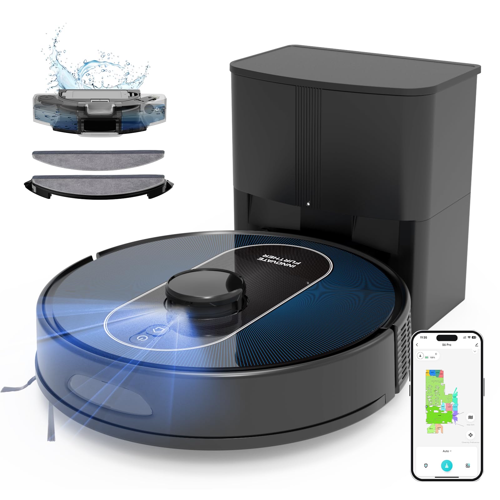 wrydao Robot Vacuum and Mop Combo, 6000Pa Robotic Vacuum with Mapping, SelfEmptying Station for 90 Days HandsFree, LiDAR Navig