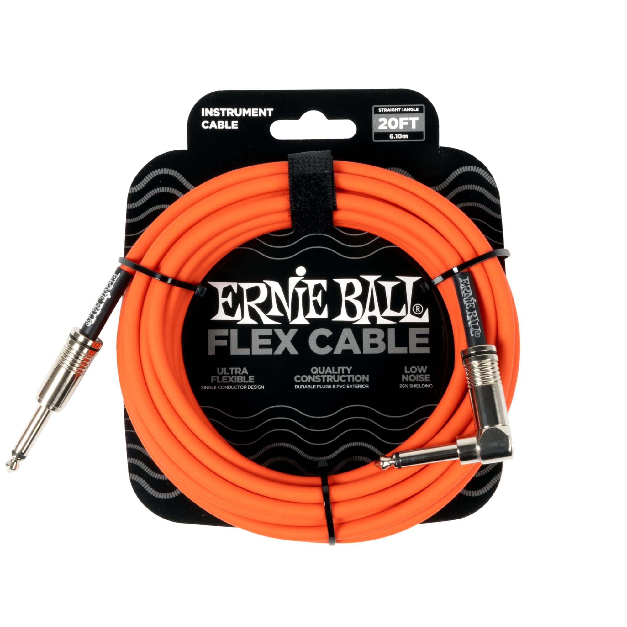Ernie Ball Flex Instrument Cable Straight/Angle 20ft - Orange (P06467)