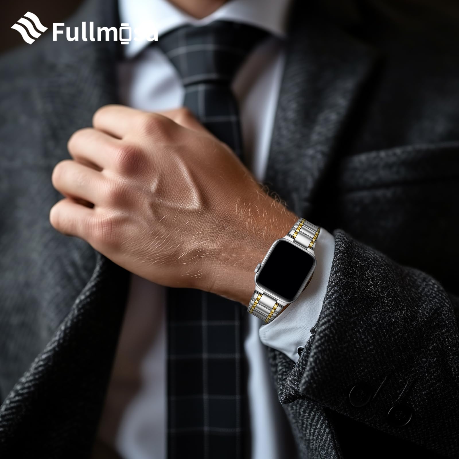 Fullmosa Compatible With Apple Watch Straps 41Mm 40Mm 38Mm Stainless Steel Replacement Iwatch Bands With Tpu Protective Case For