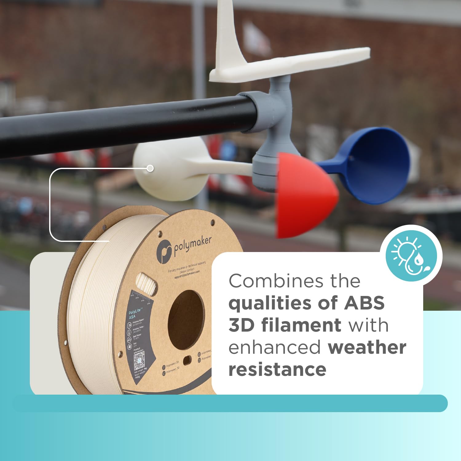 Polymaker Asa Filament 1.75Mm Natural, 1Kg Asa 3D Printer Filament, Heat & Weather Resistant   Asa 3D Filament Perfect For Print