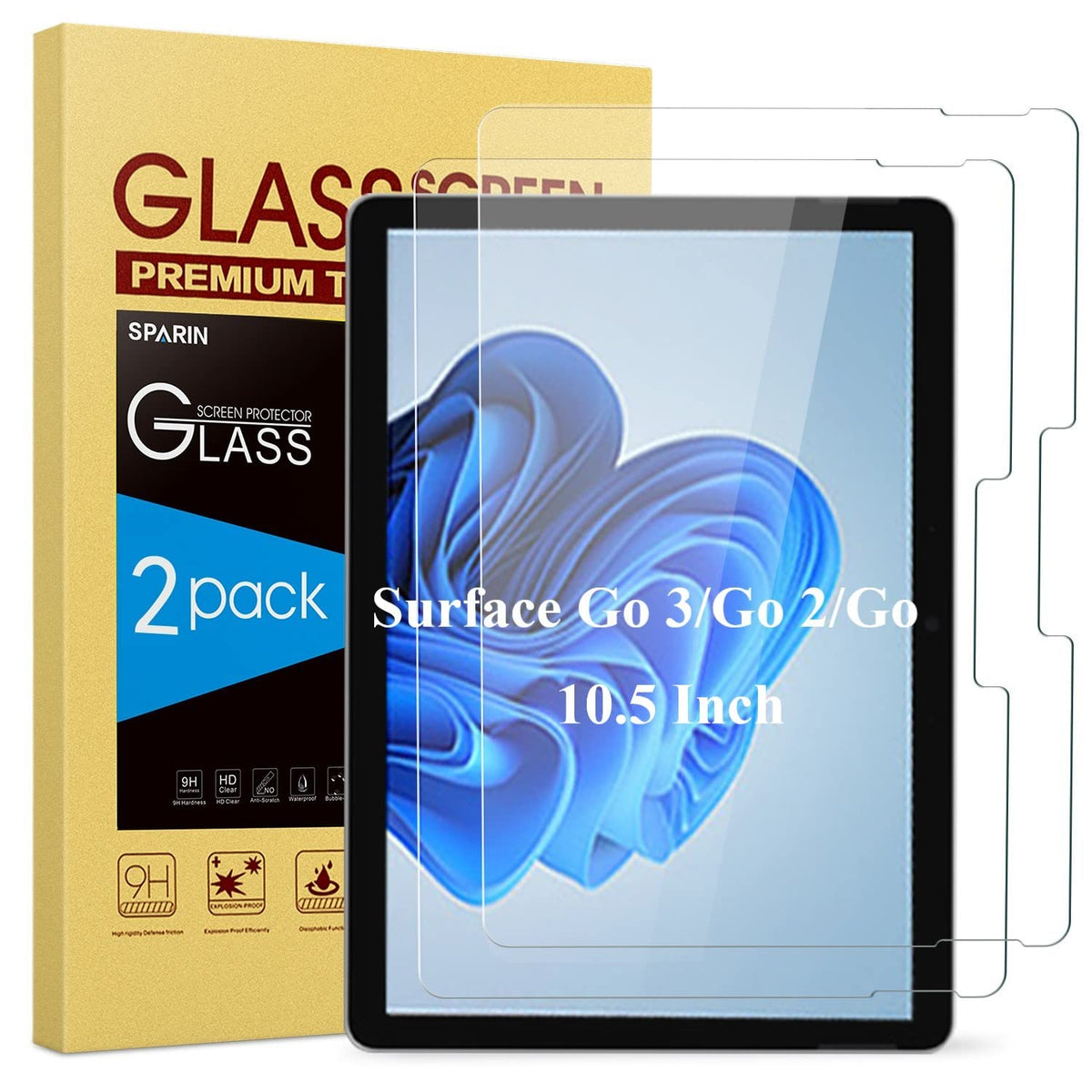 Sparin [2 Pack] Screen Protector Compatible With Microsoft Surface Go 4/Surface Go 3/Surface Go 2/Surface Go (2021/2020) 10.5 In