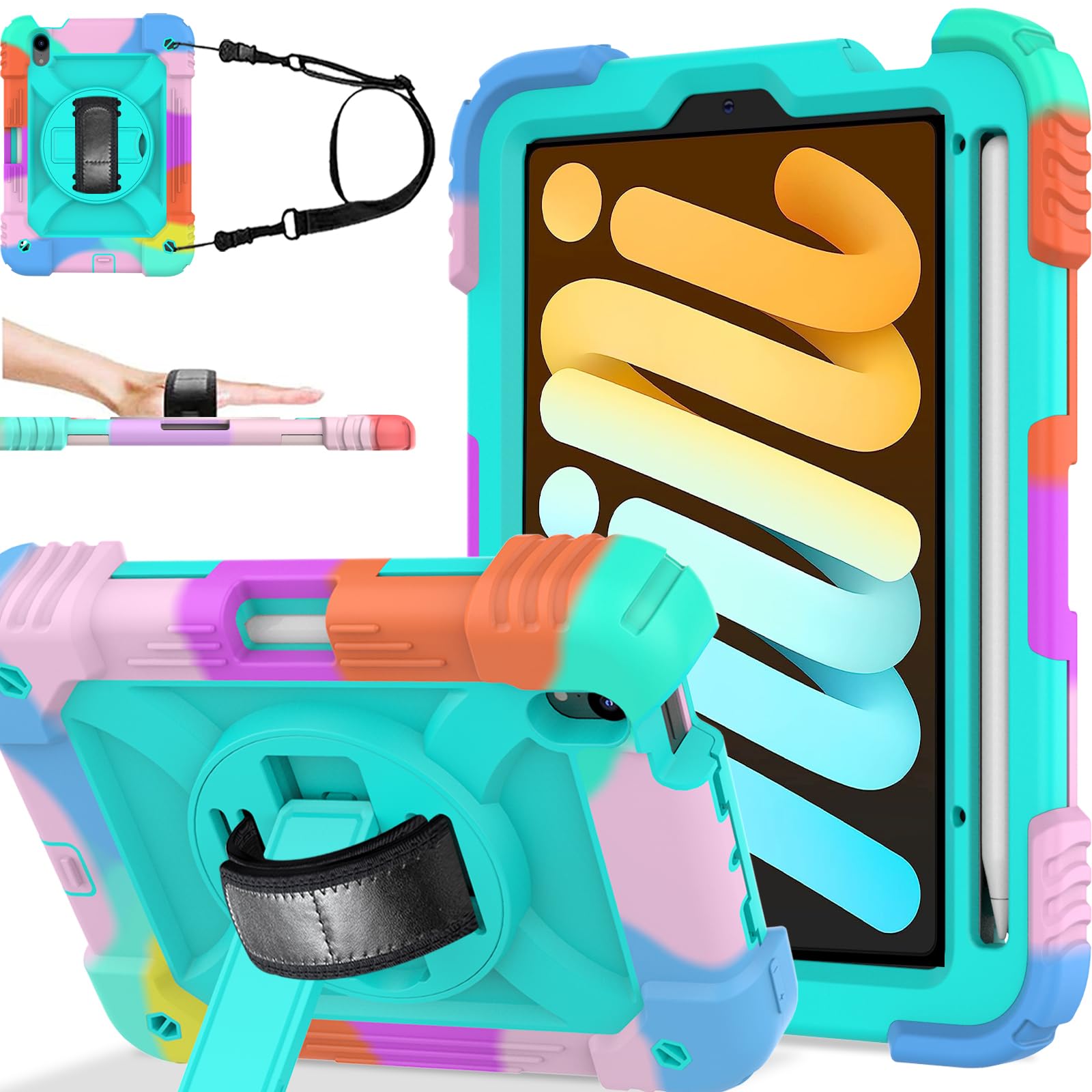 Bmouo Case For Ipad Mini 7 Case (A17 Pro 2024), Ipad Mini 7Th/6Th Generation Case, Full Body Drop Protection Ipad Mini 7/6 Case