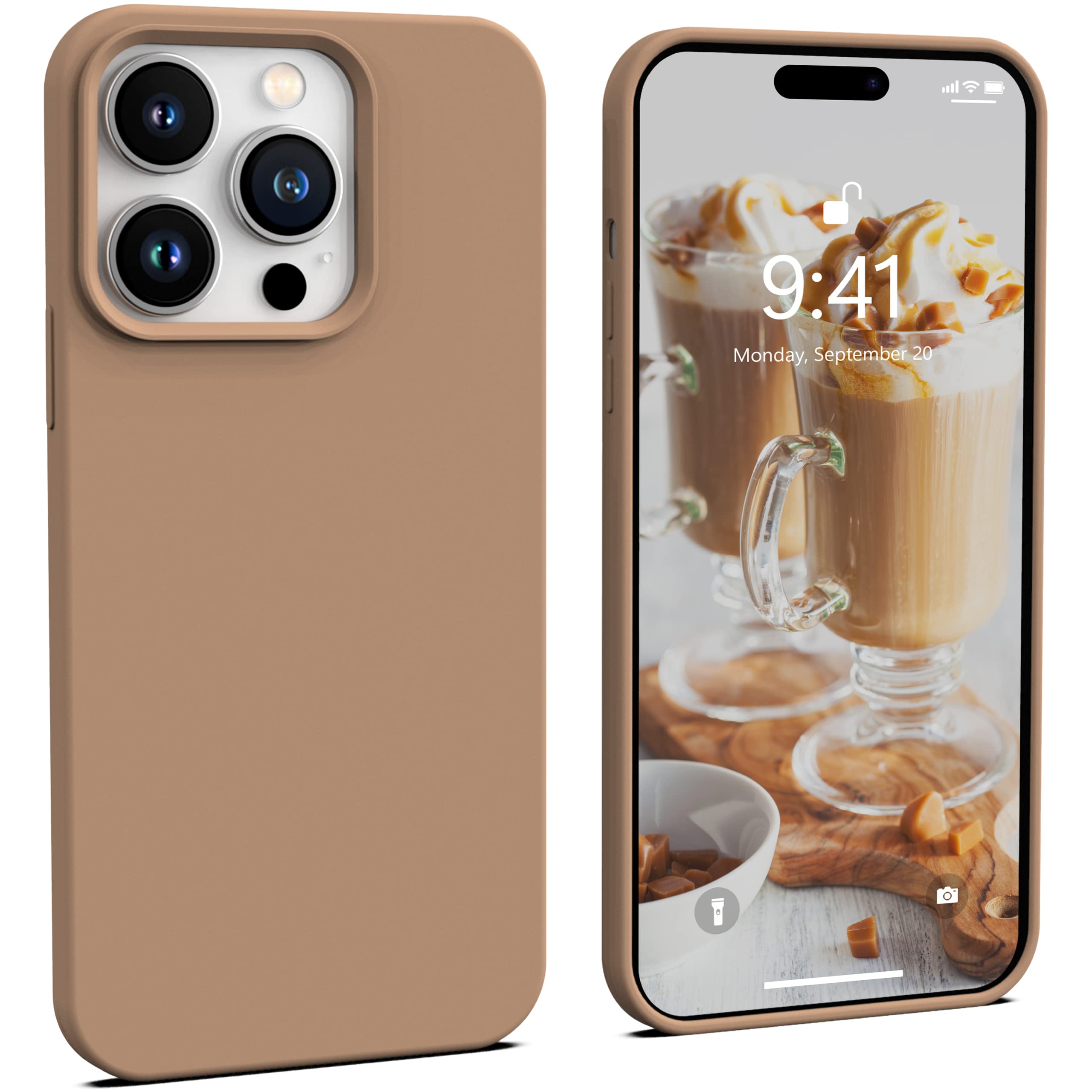 Icesword Iphone 14 Pro Case Milk Tea (2022), Liquid Silicone Case Phone Cover Slim Protective, Soft Anti Scratch Microfiber Lini