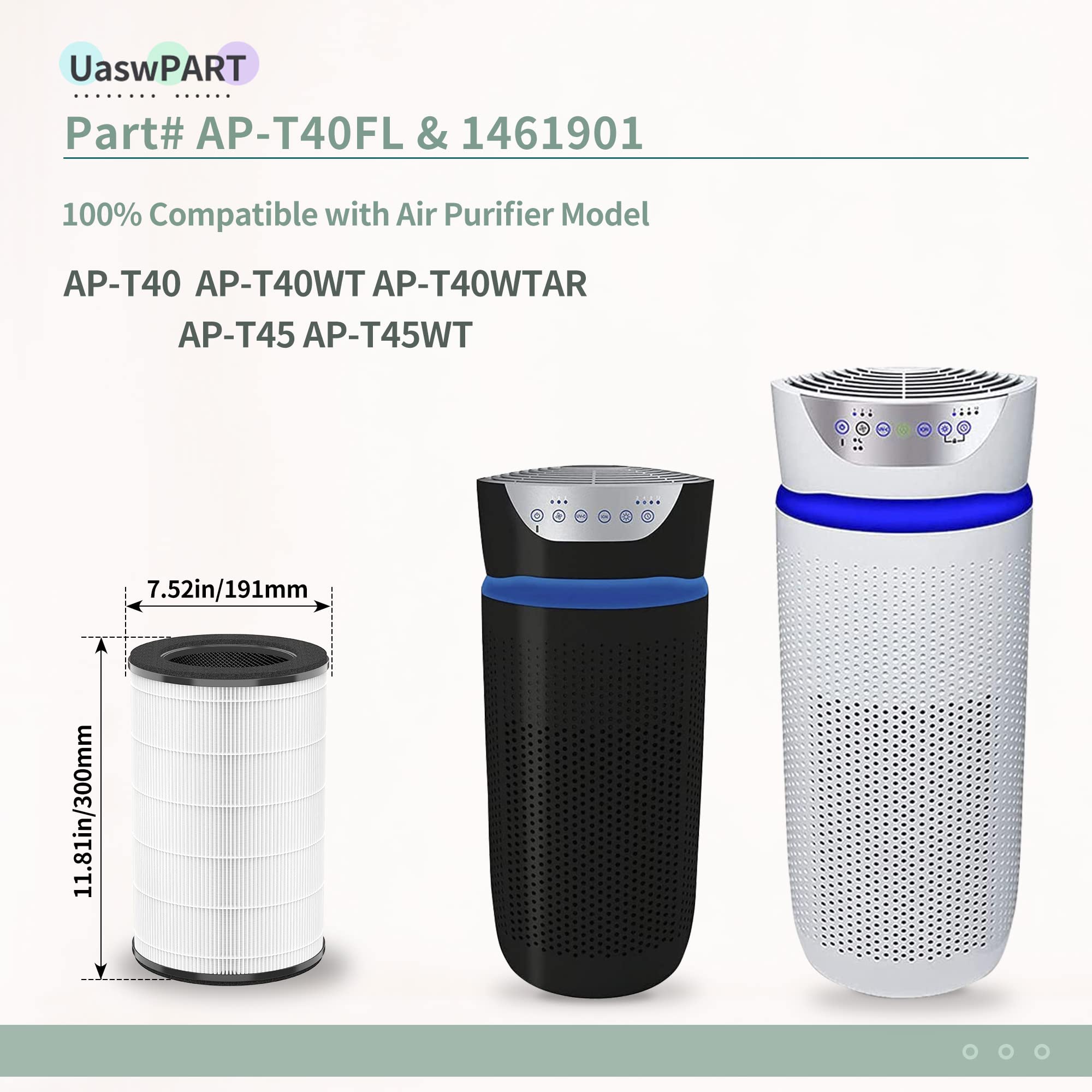 Ap T45 Ap T40Fl Replacement Filter Compatible With 1461901 Homedics Filter Replacement Ap T40 Ap T40Wt Ap T45 Ap T45Wt Ap T40Wta